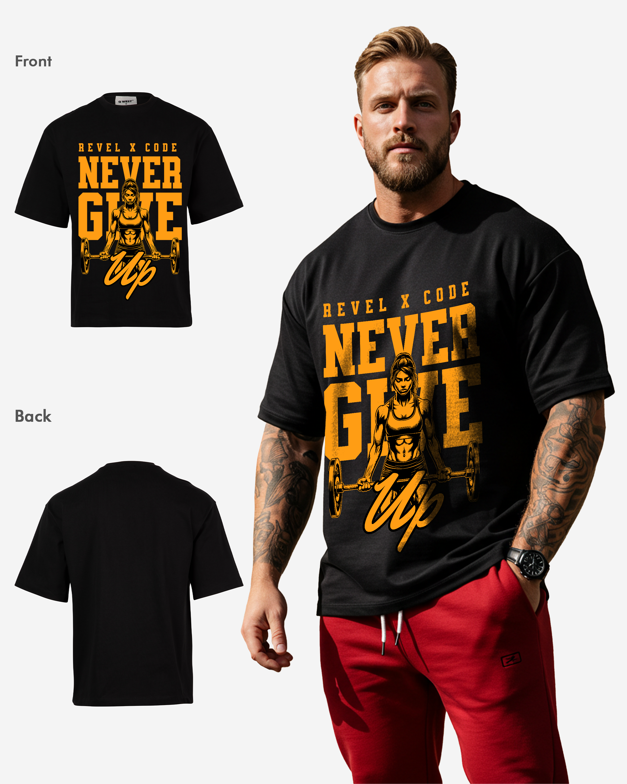 Never Give Up Oversized T-shirt - Mens