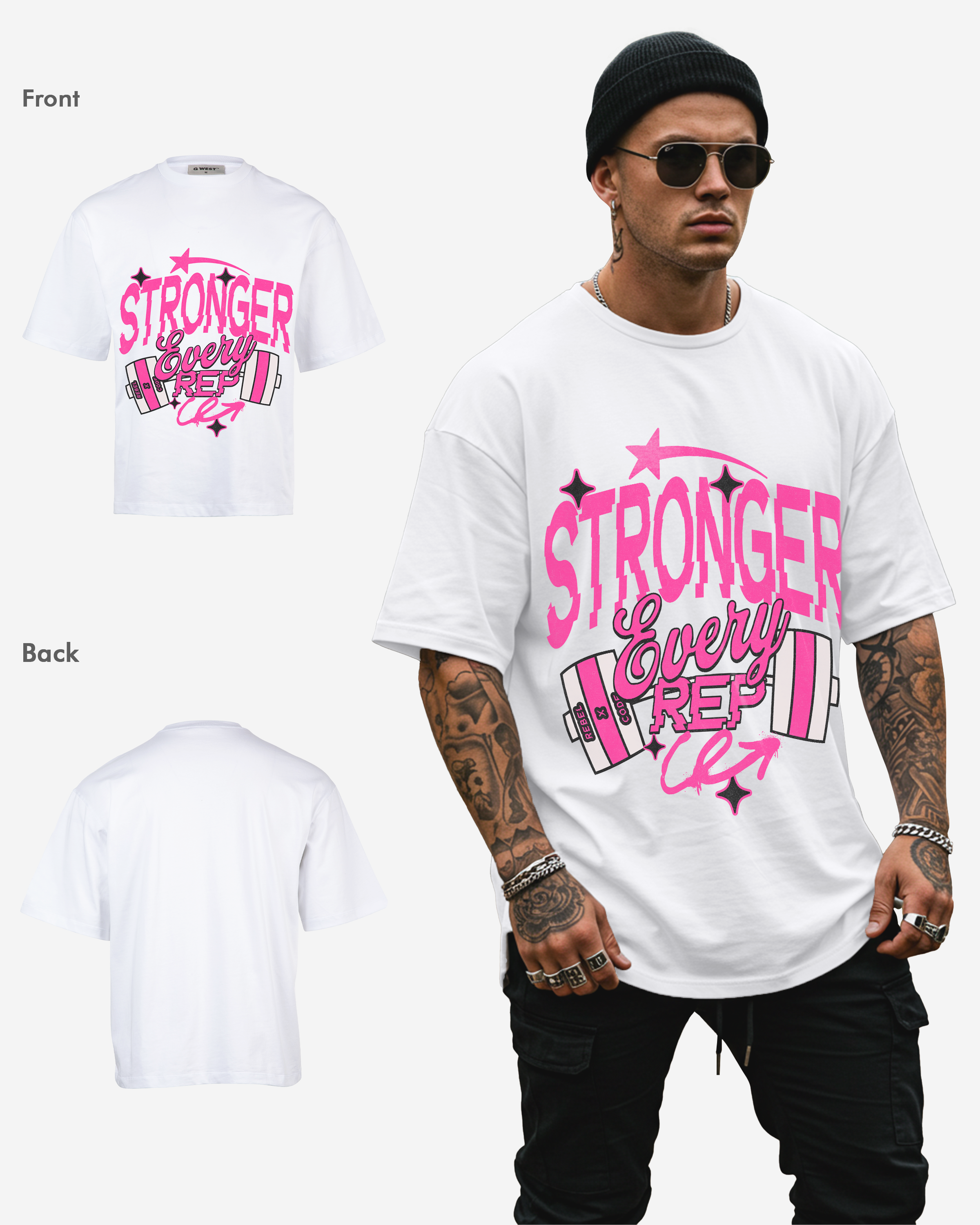 Stronger Every Rep Oversized T-shirt - Mens