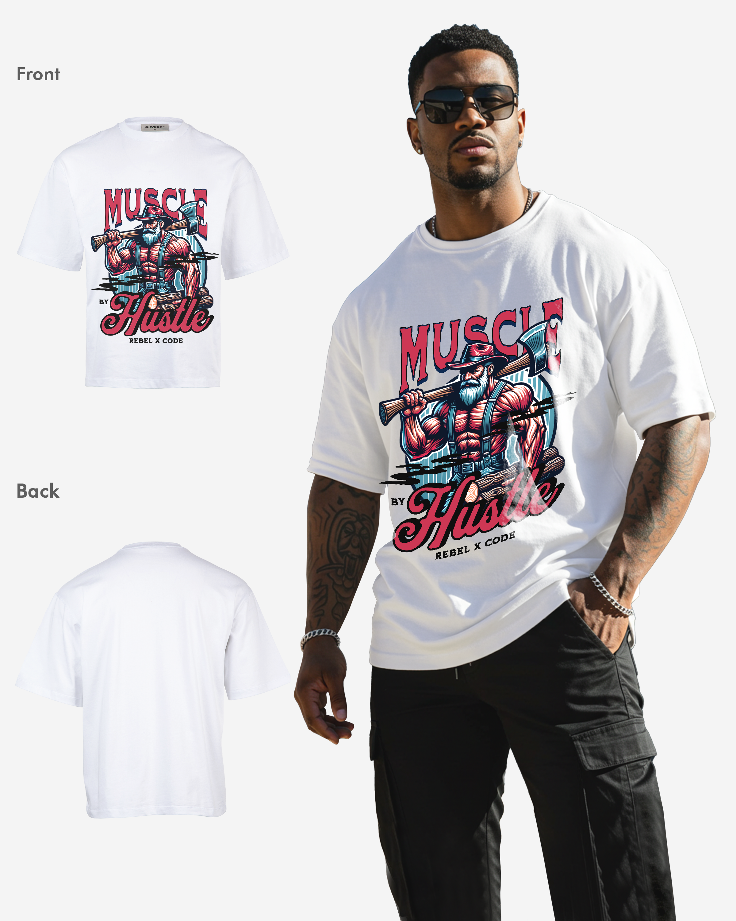 Muscle By Hustle Oversized T-shirt - Mens