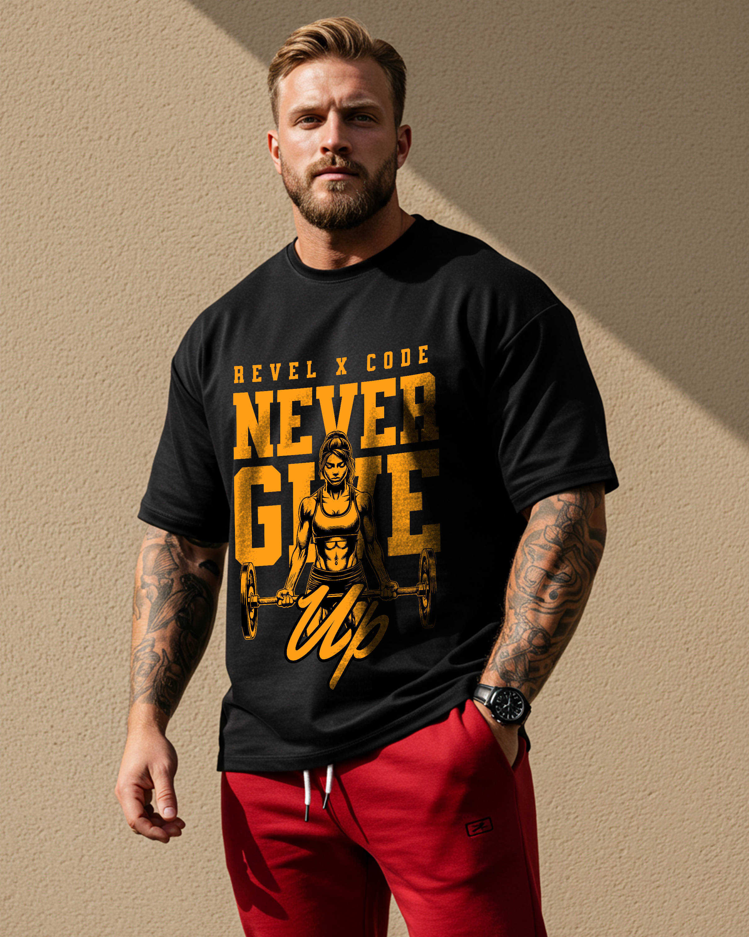 Never Give Up Oversized T-shirt - Mens