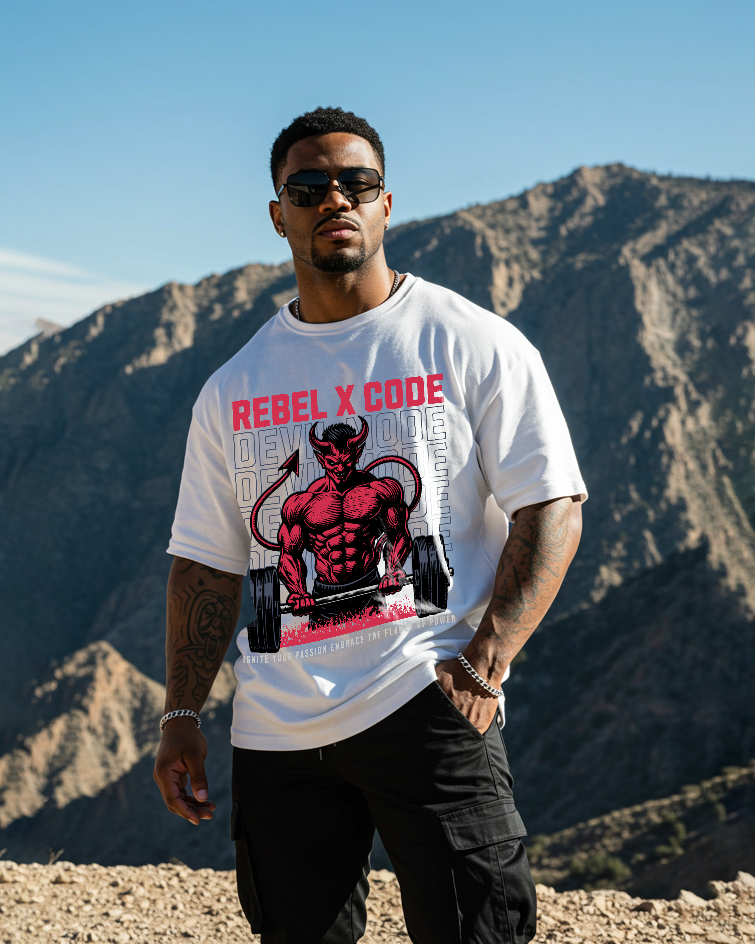 Devil Mode Bodybuilding Oversized T-shirt - Mens
