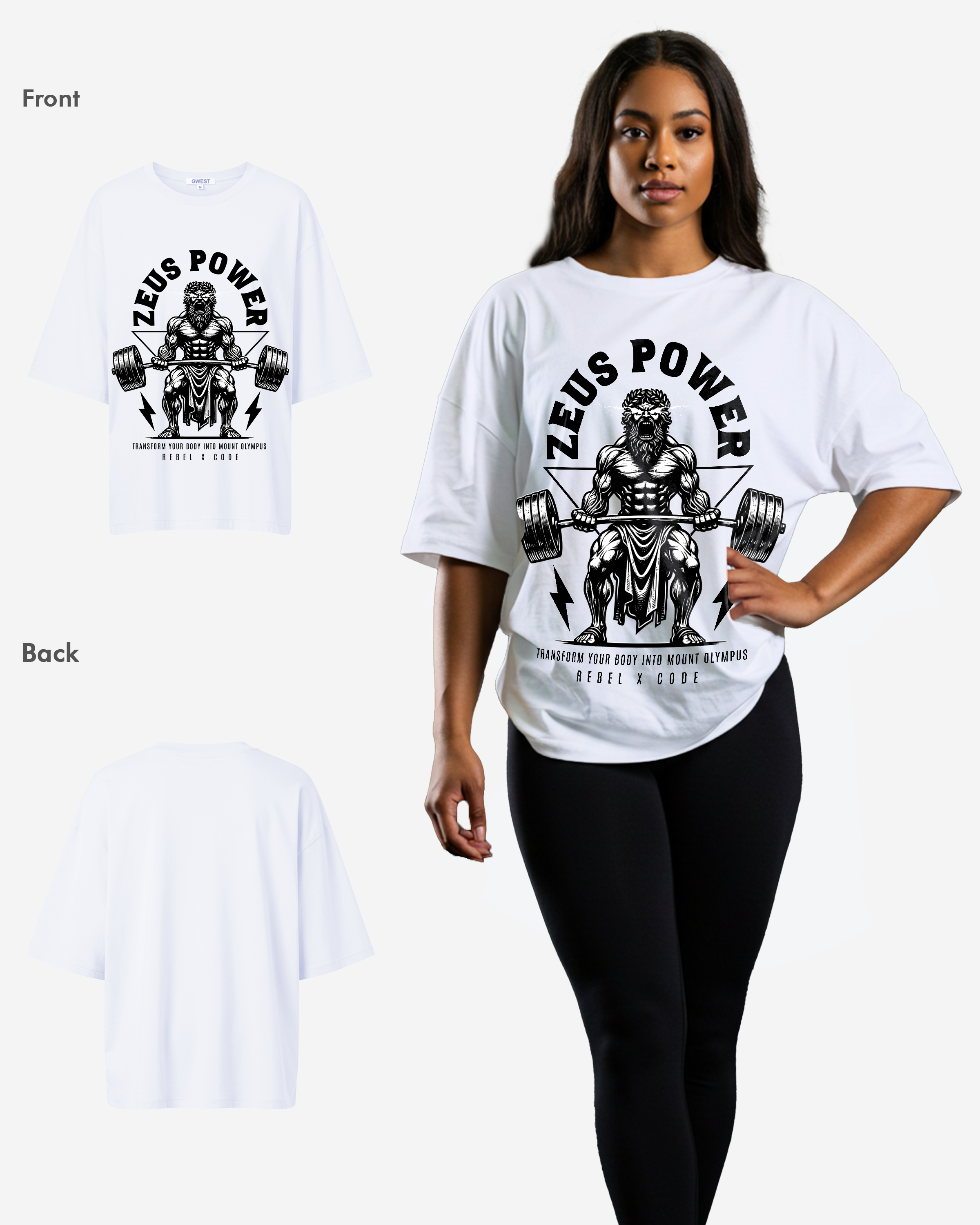 Zeus Lifts Barbell Weights Oversized T-shirt - Womens