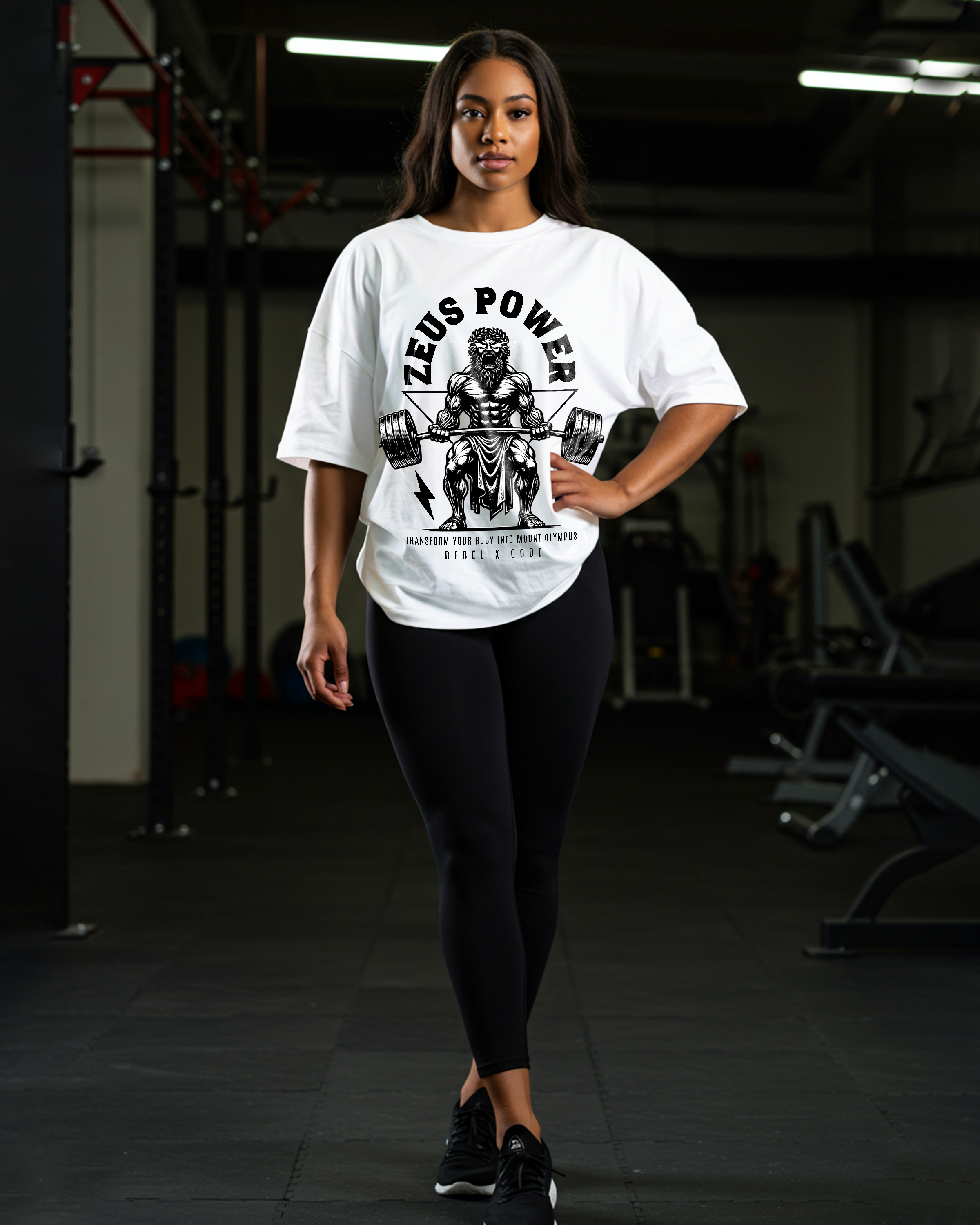 Zeus Lifts Barbell Weights Oversized T-shirt - Womens