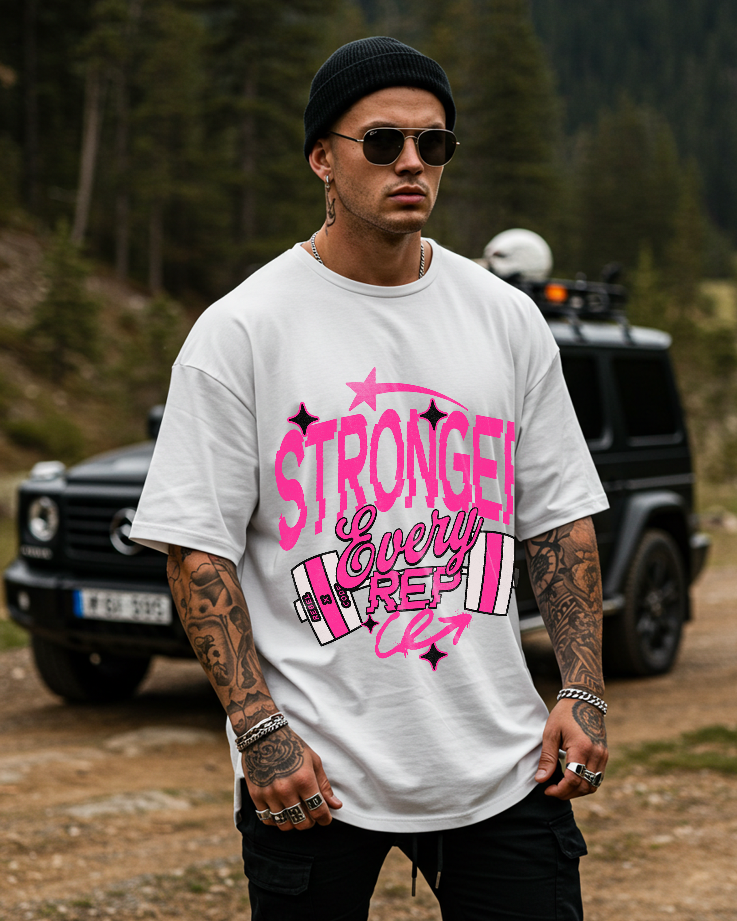 Stronger Every Rep Oversized T-shirt - Mens
