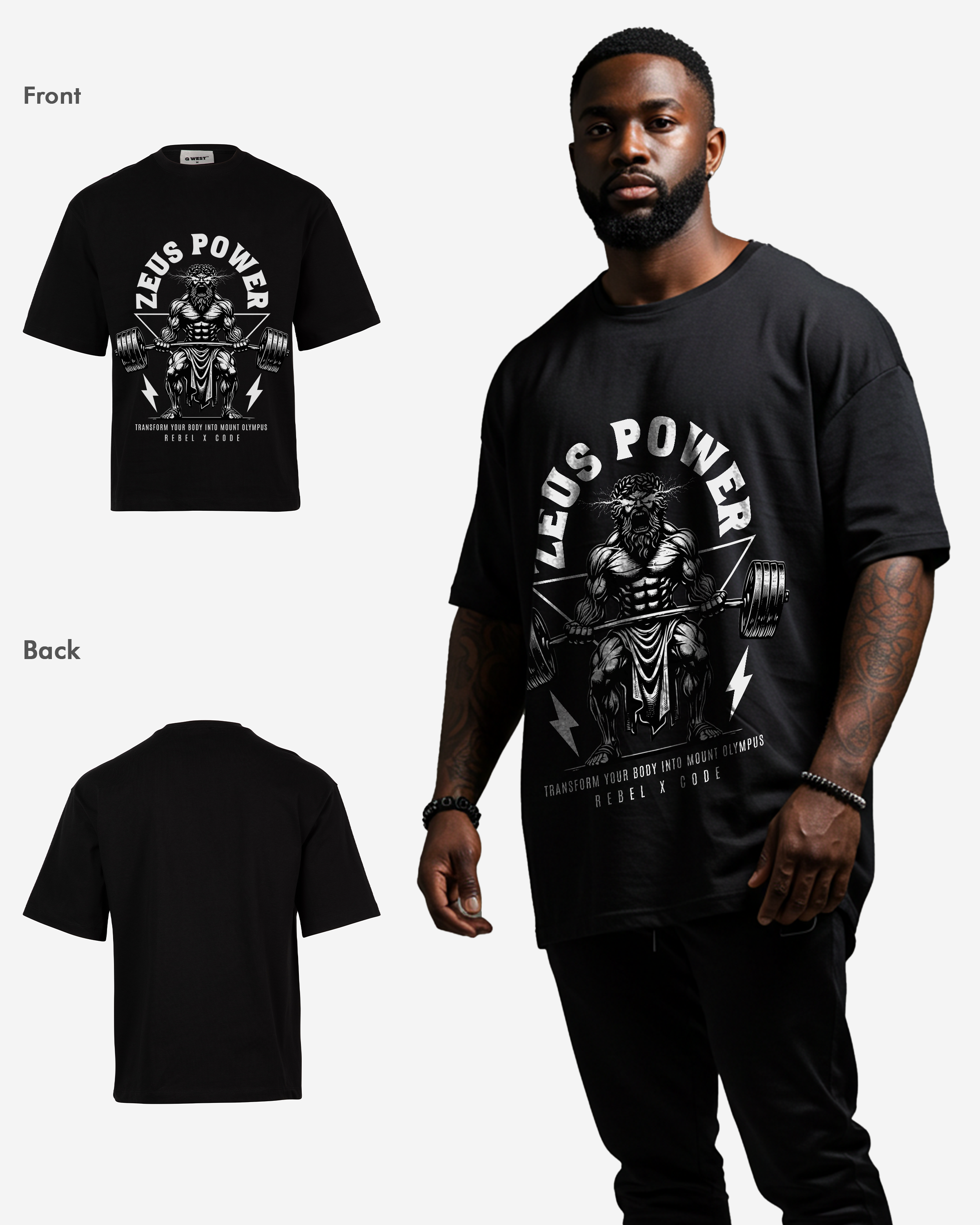Zeus Lifts Barbell Weights Oversized T-shirt - Mens