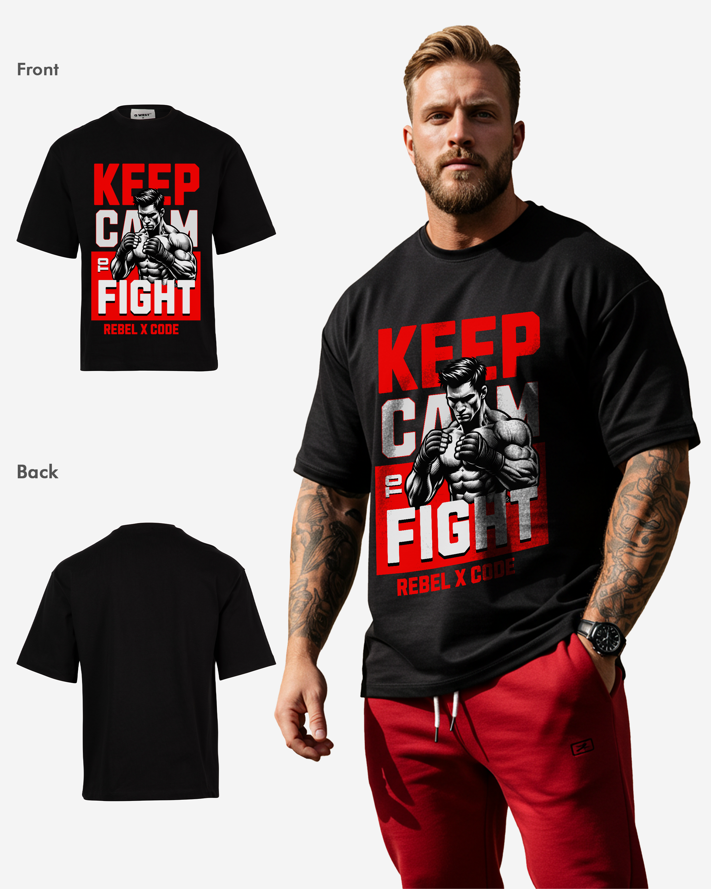 Keep Calm to Fight Oversized T-shirt - Mens