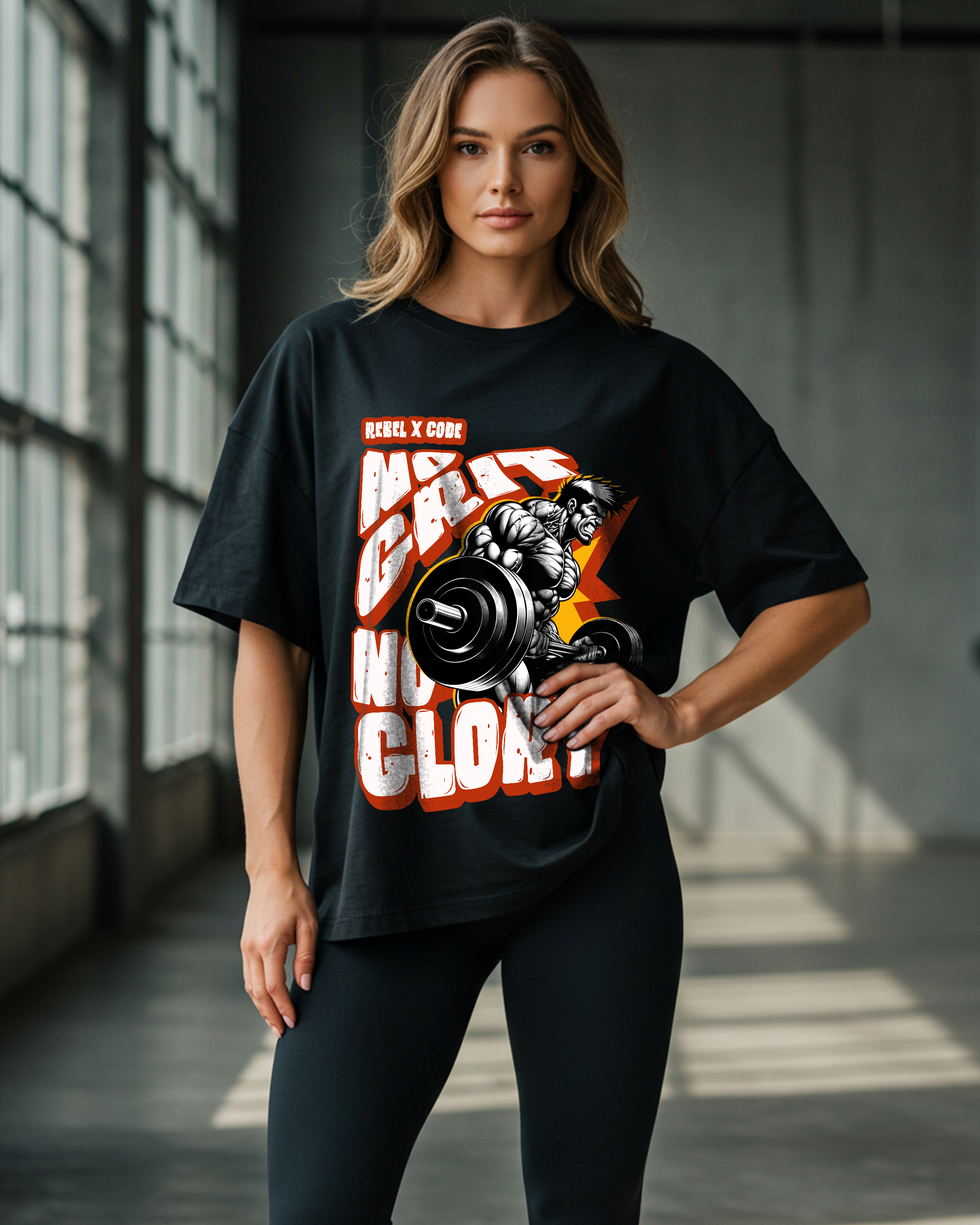 No Grit, No Glory Oversized T-shirt - Womens