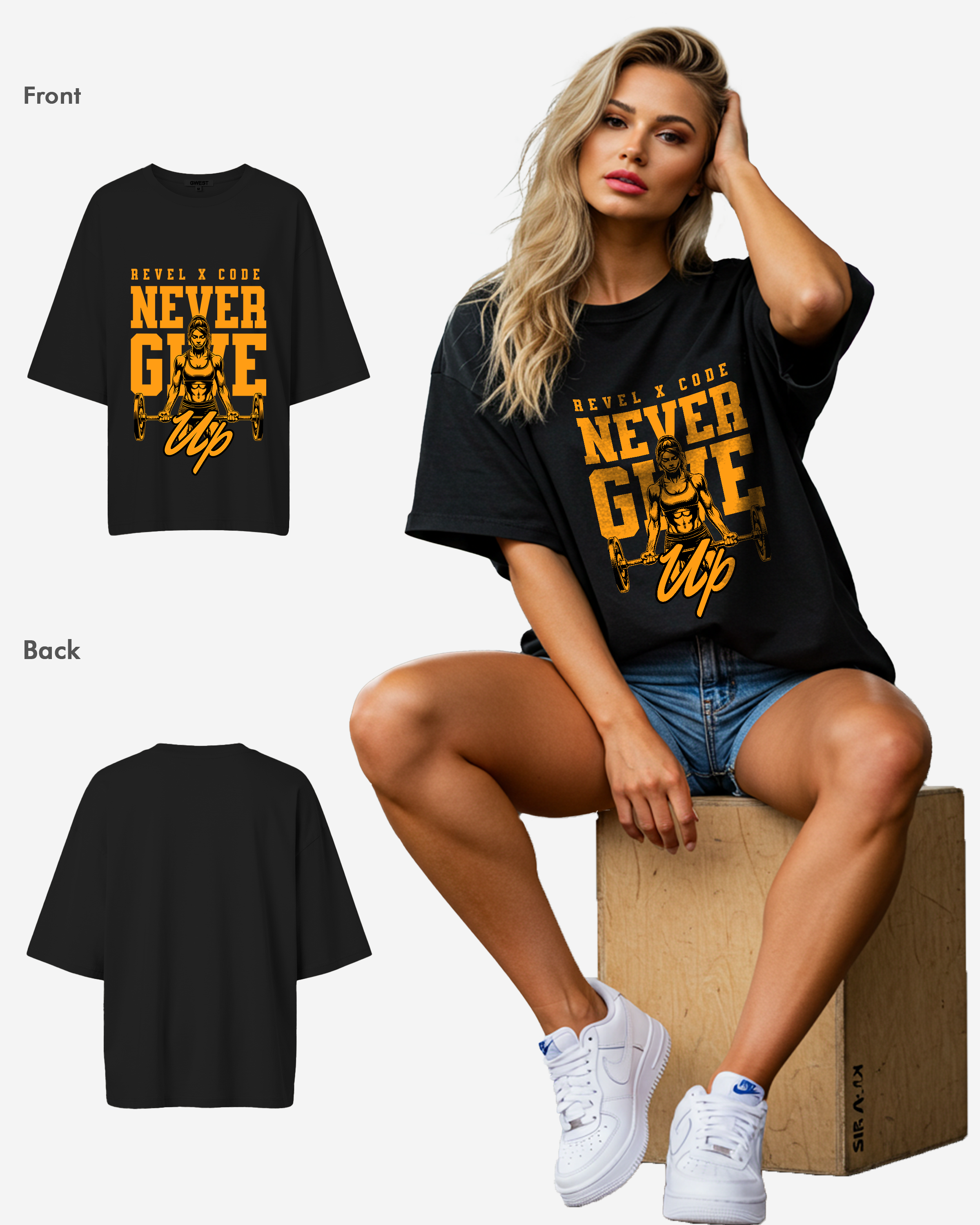 Never Give Up Oversized T-shirt - Womens