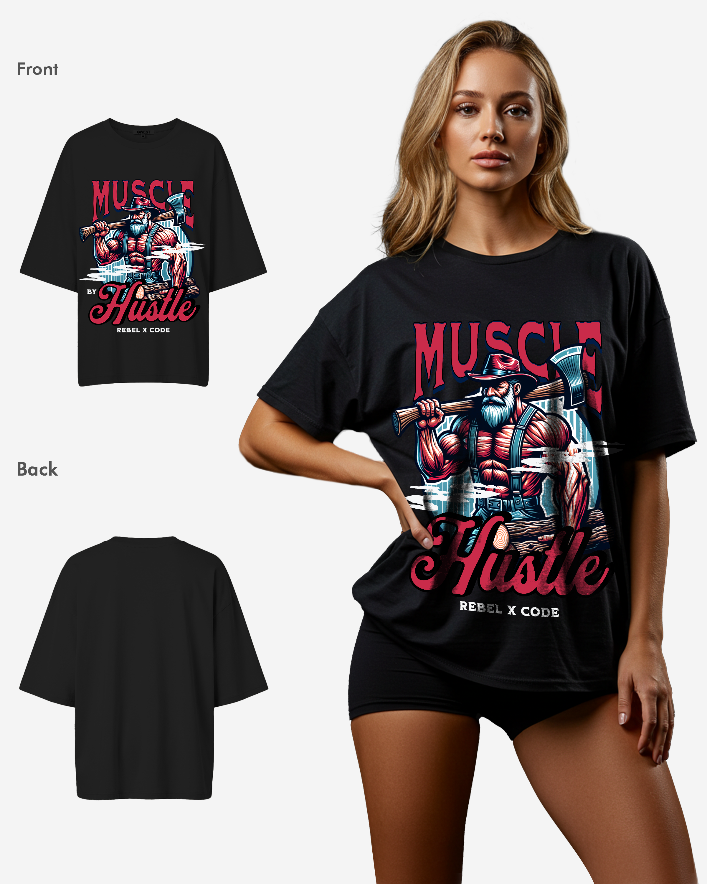 Muscle By Hustle Oversized T-shirt - Womens
