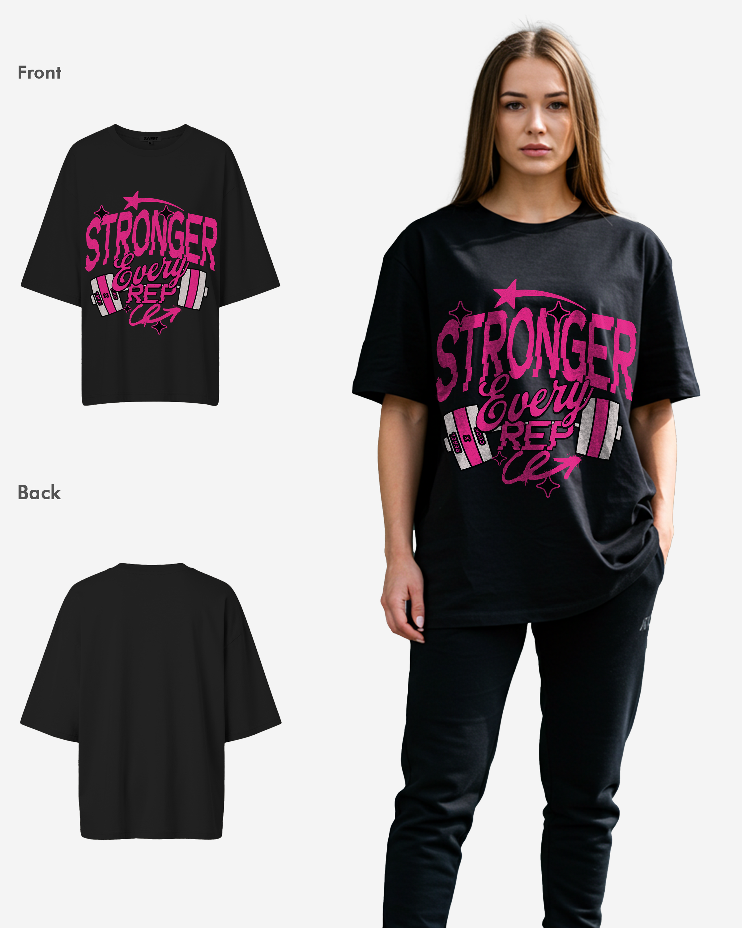 Stronger Every Rep Oversized T-shirt - Womens