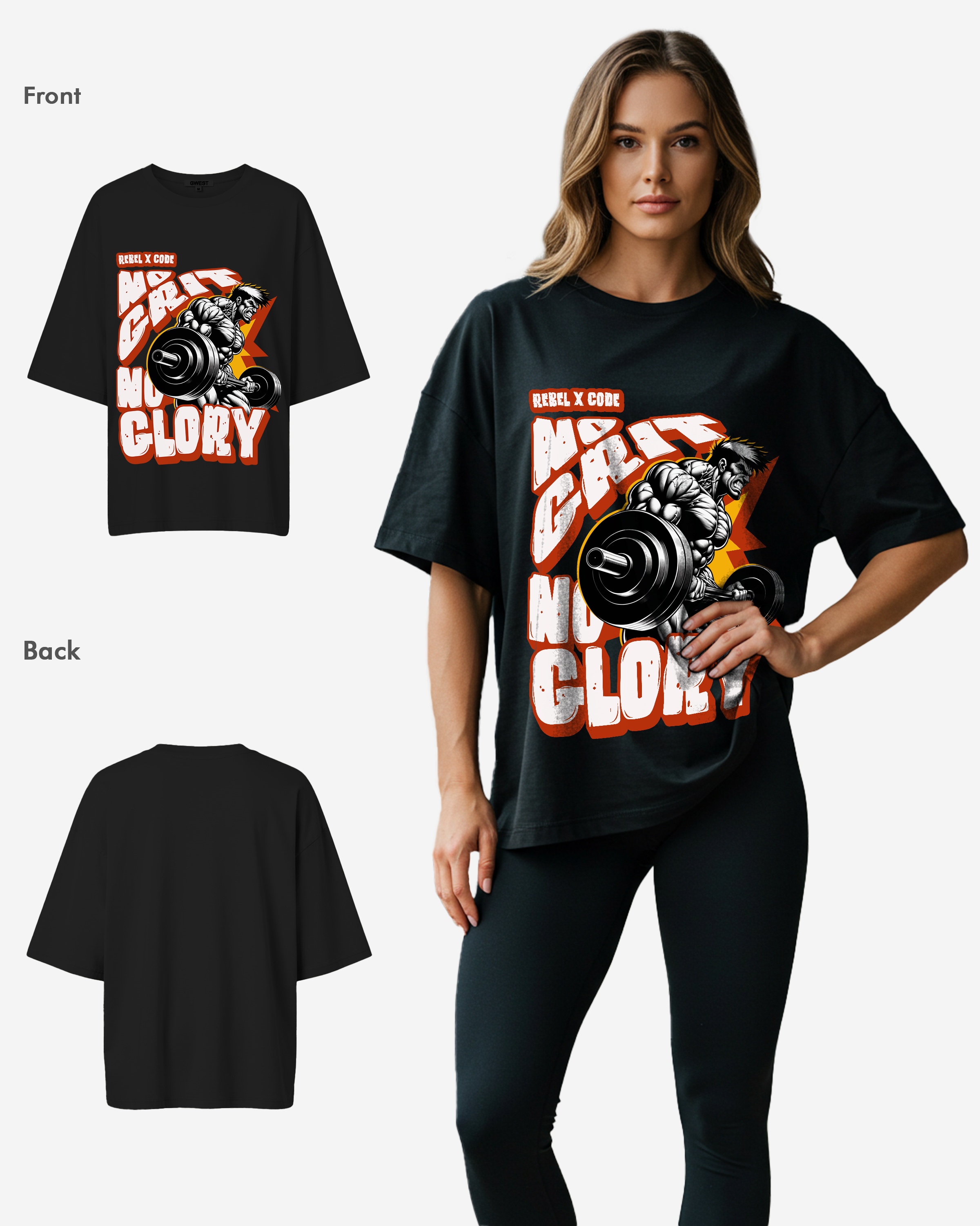 No Grit, No Glory Oversized T-shirt - Womens