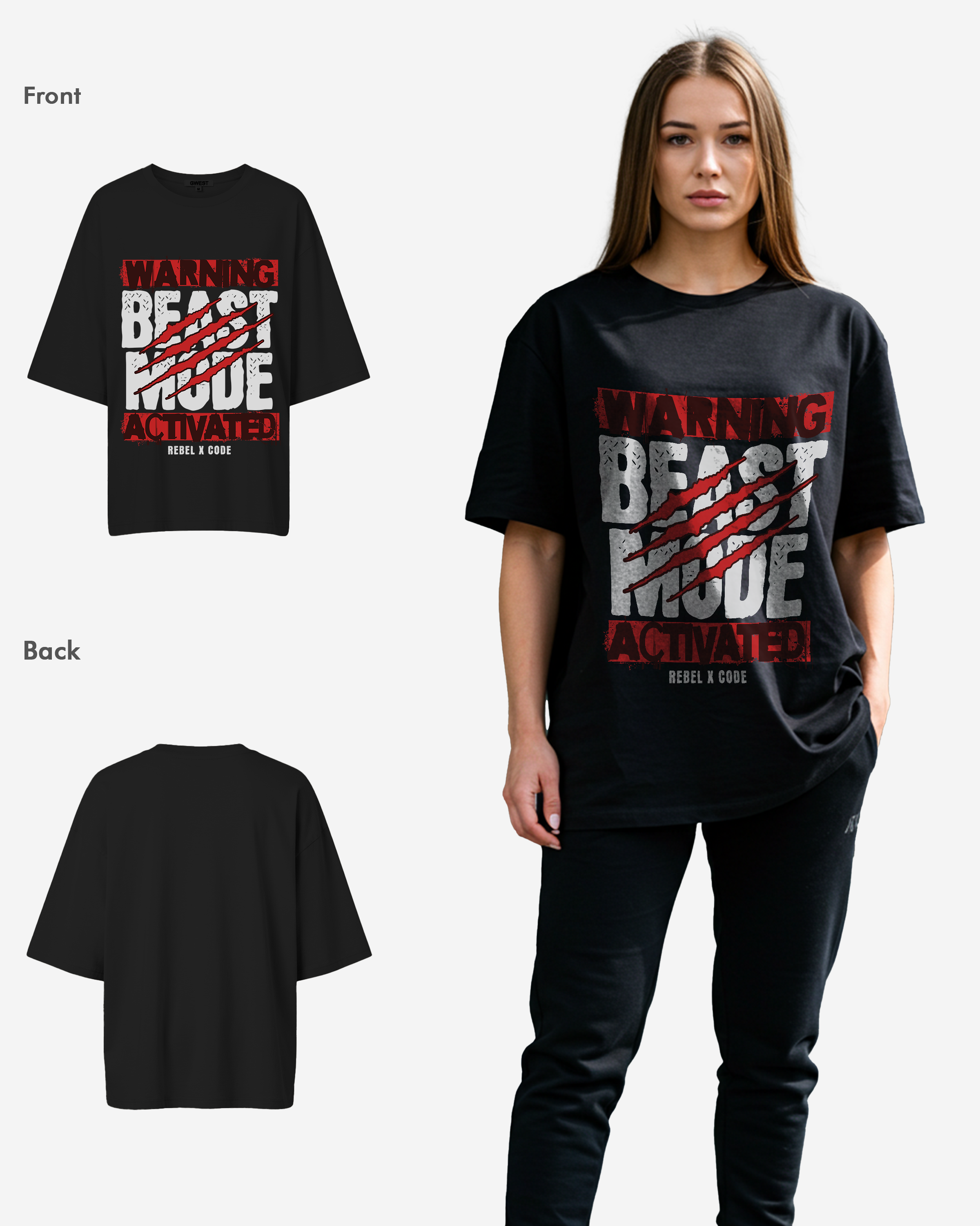Beast Mode Activated Oversized T-shirt - Womens