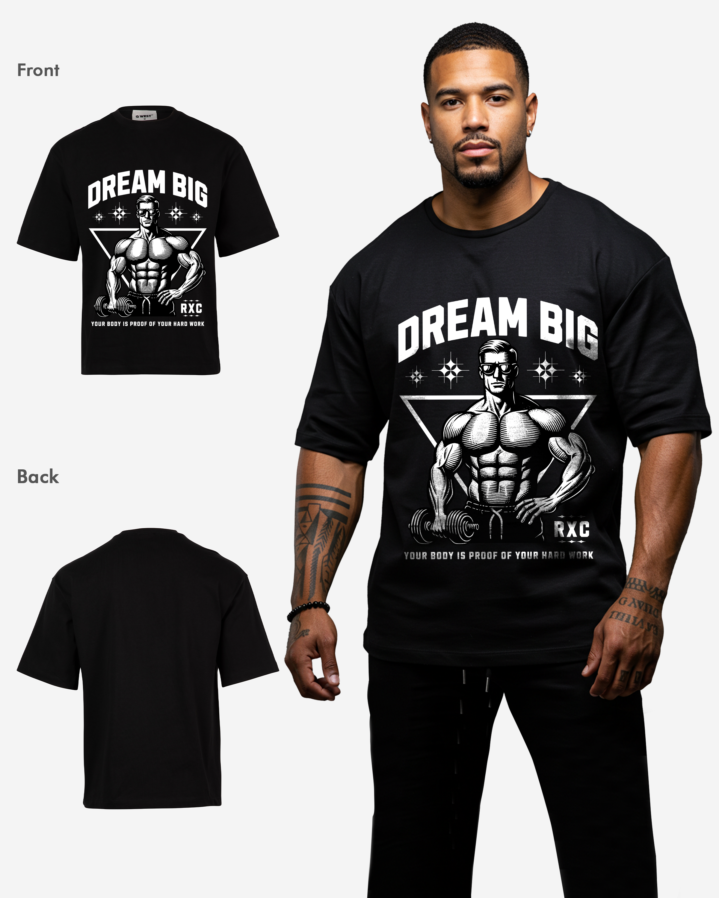 Bodybuilding Gym Big Dream Oversized T-shirt - Mens