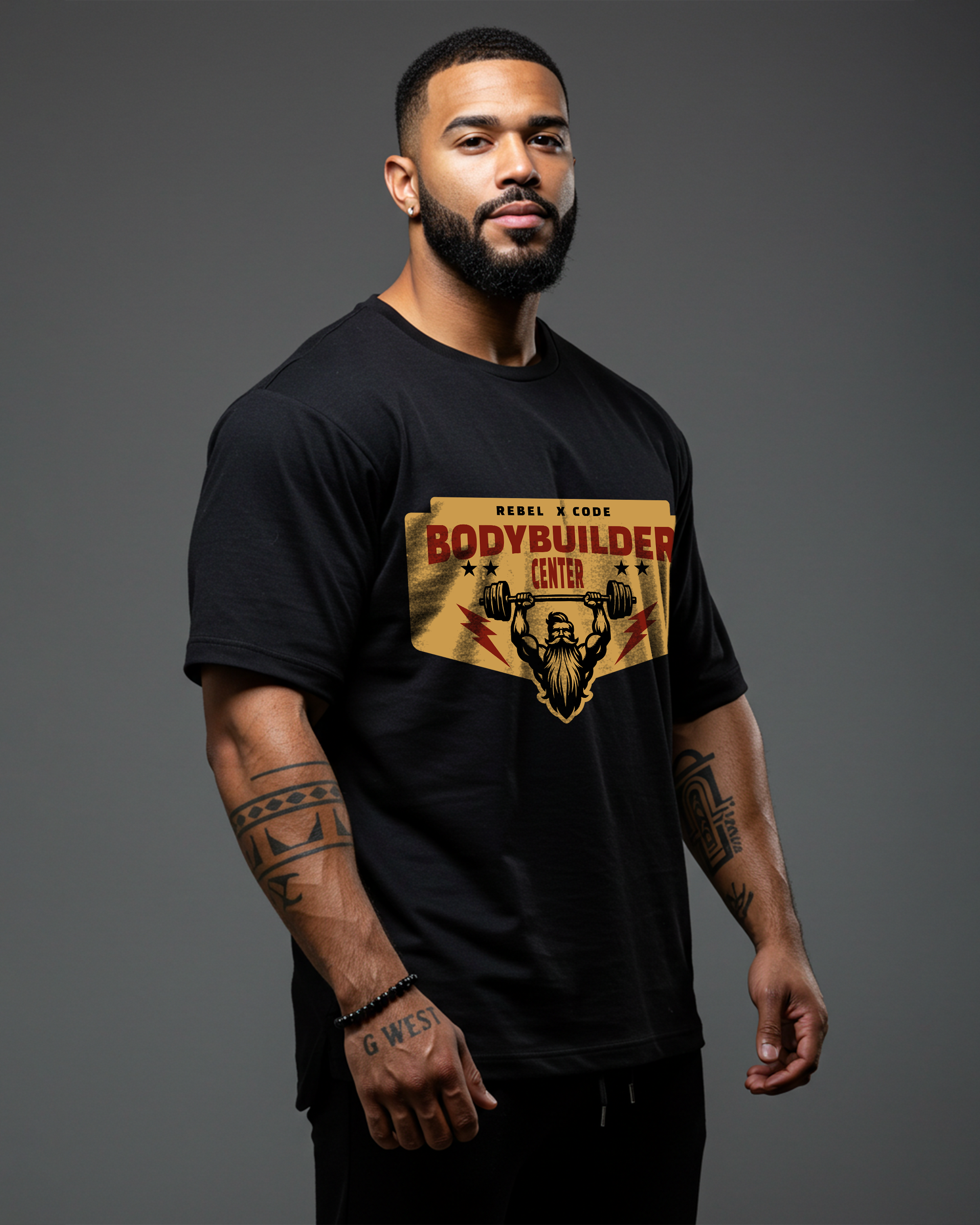 Bodybuilder Center Oversized T-shirt - Mens