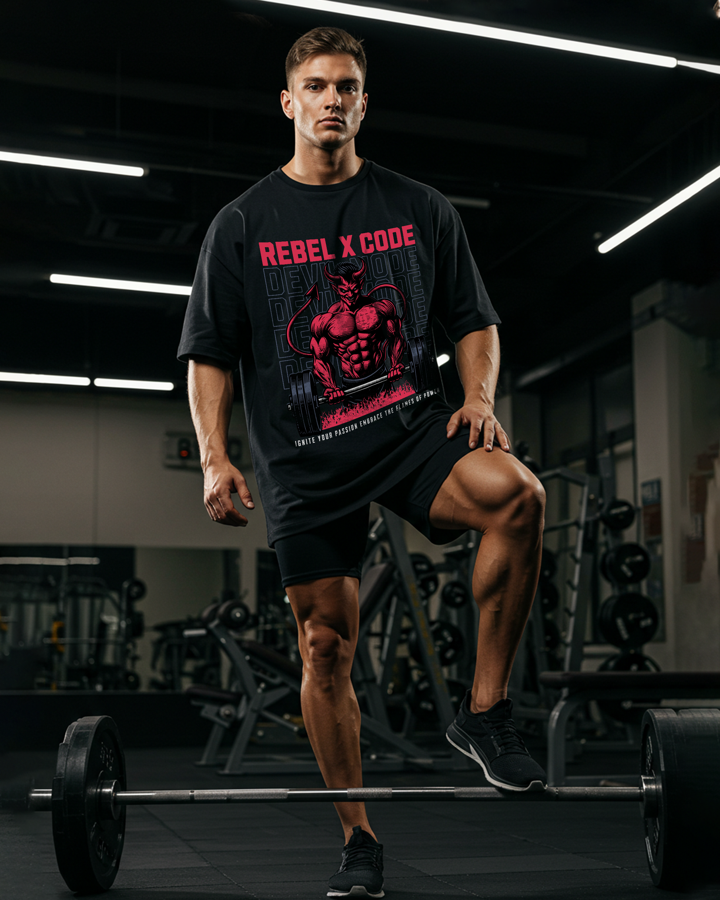 Devil Mode Bodybuilding Oversized T-shirt - Mens
