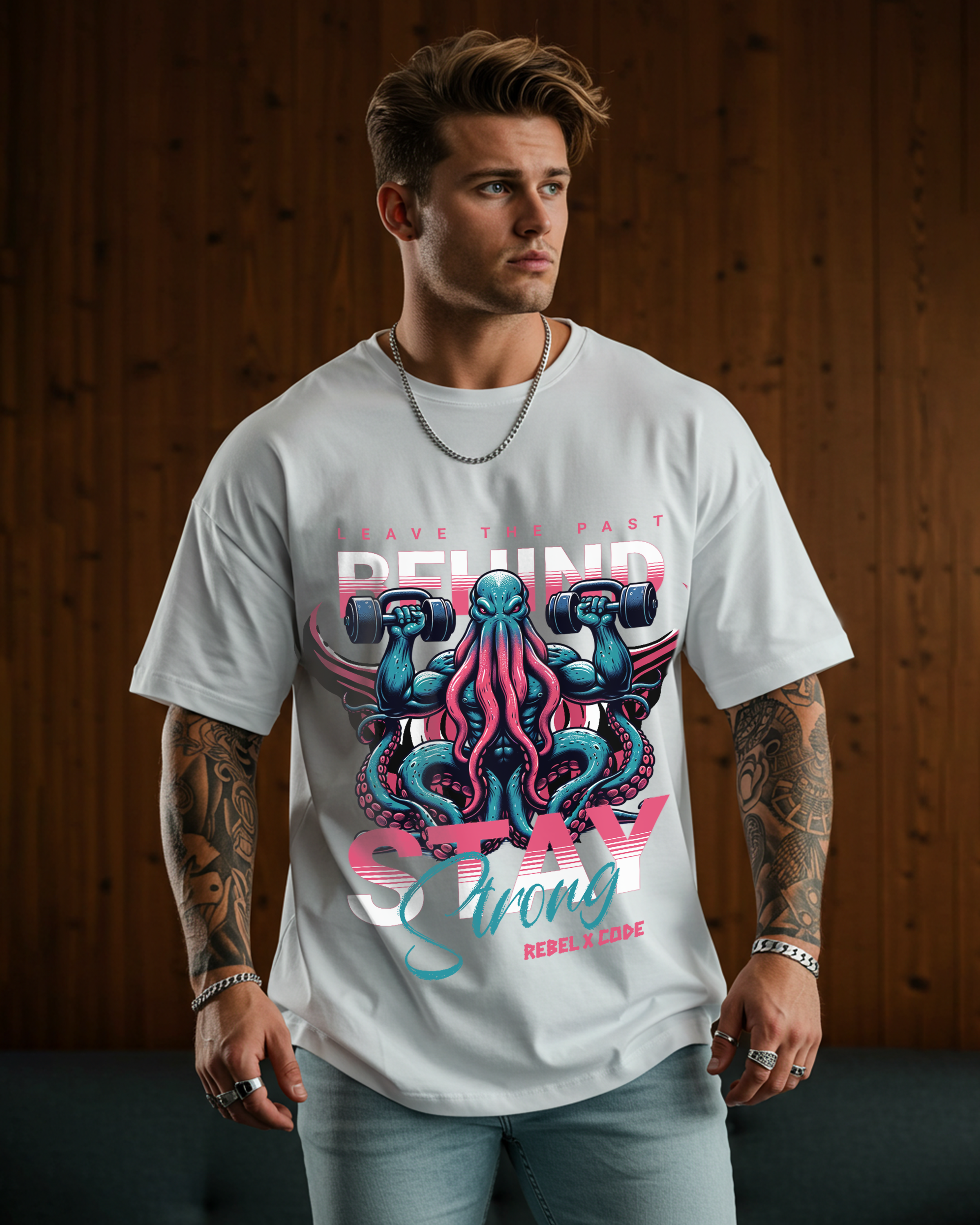 Leave The Past Behind Stay Strong Oversized T-shirt - Mens