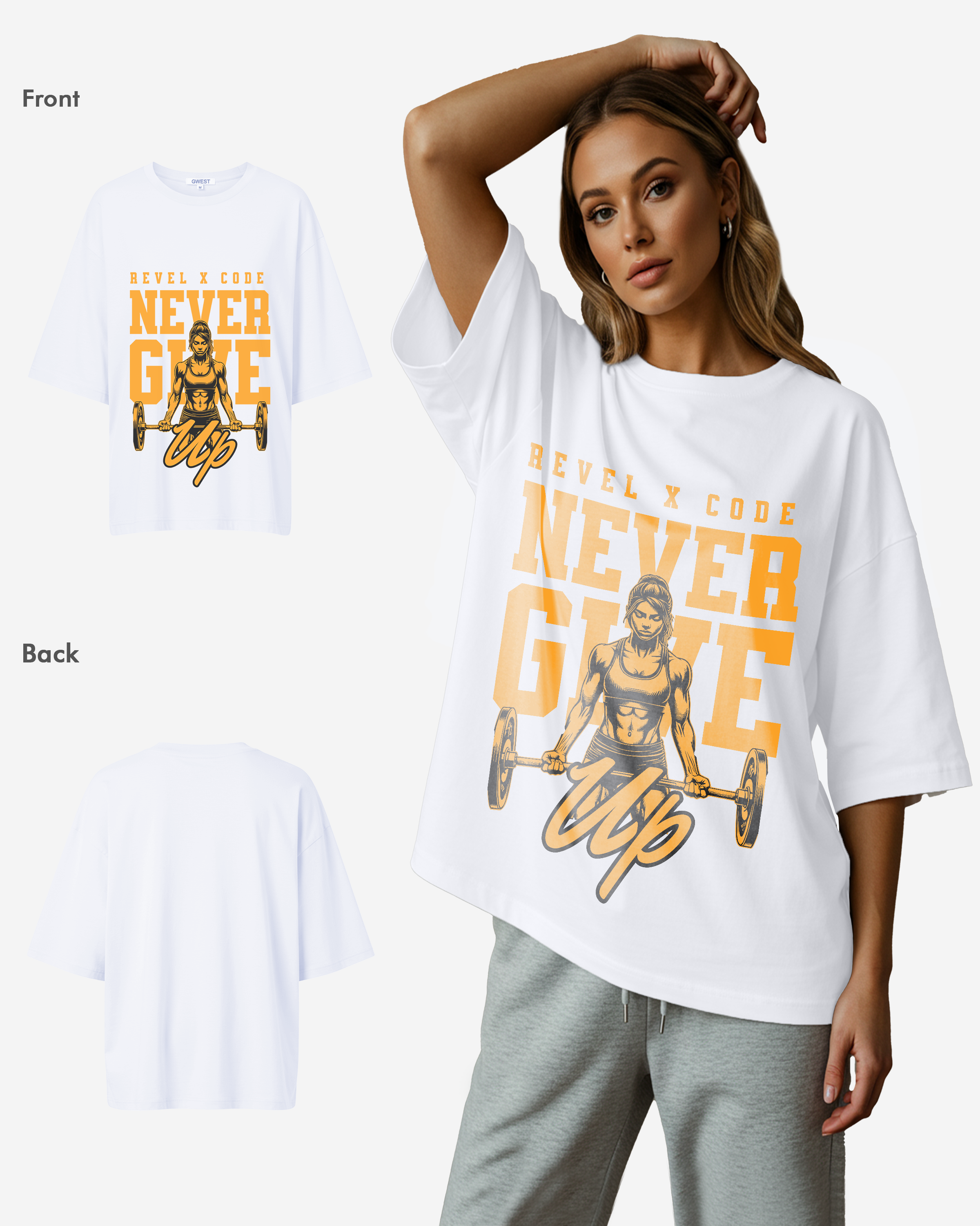 Never Give Up Oversized T-shirt - Womens