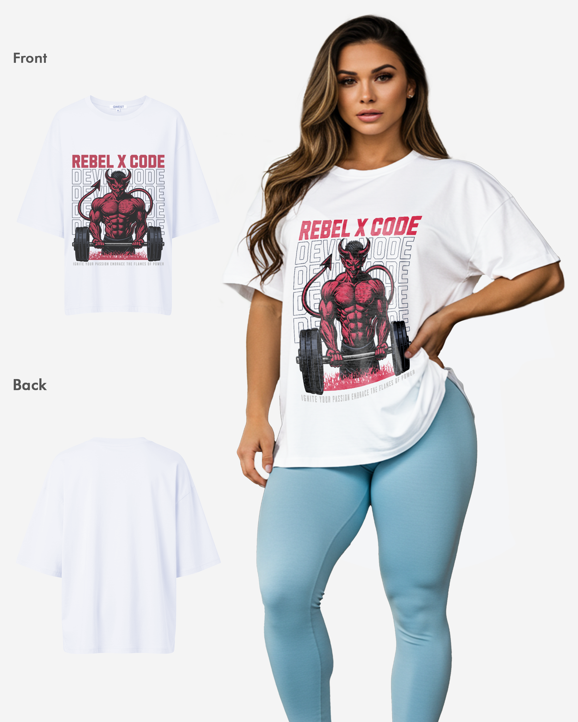Devil Mode Bodybuilding Oversized T-shirt - Womens