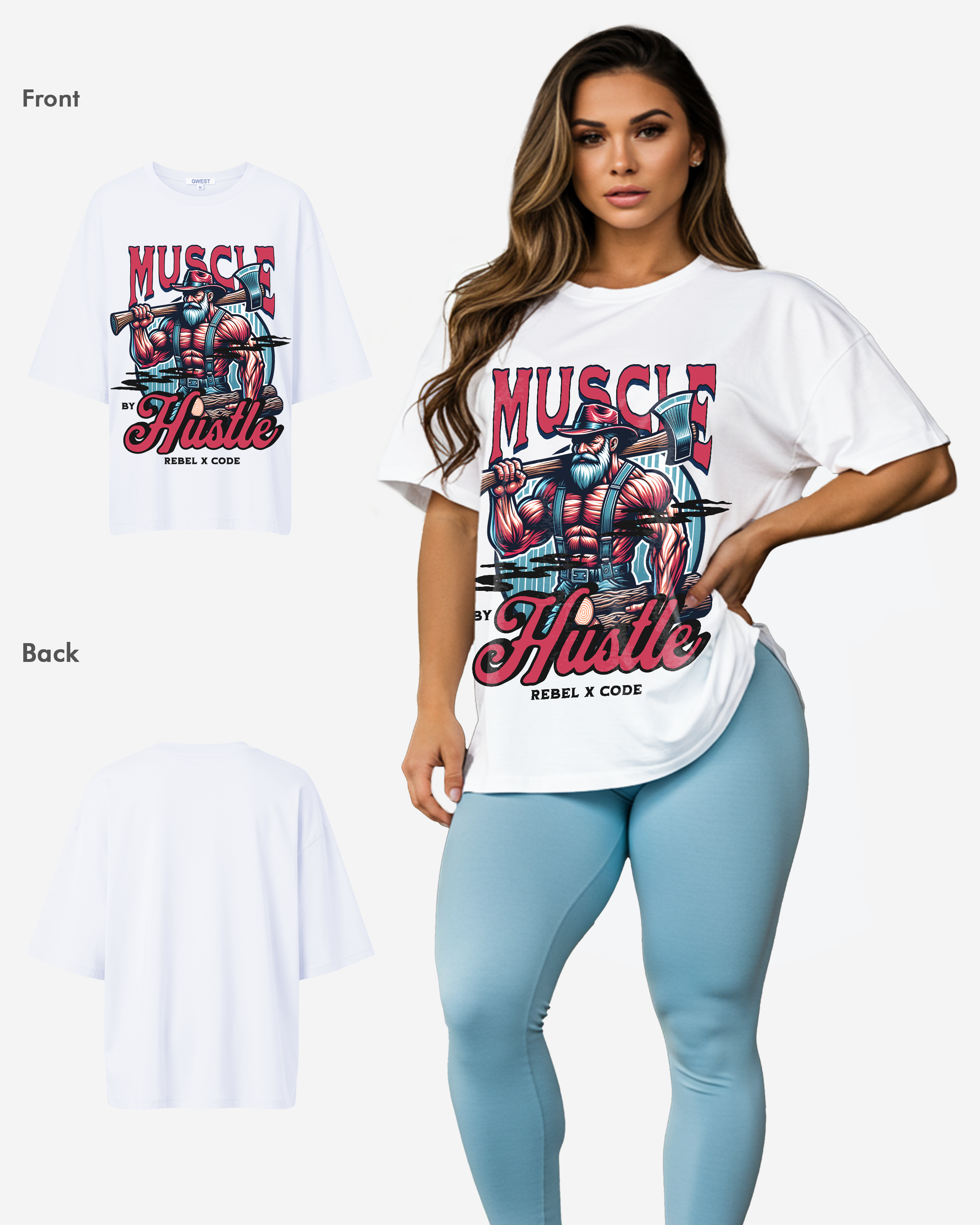 Muscle By Hustle Oversized T-shirt - Womens
