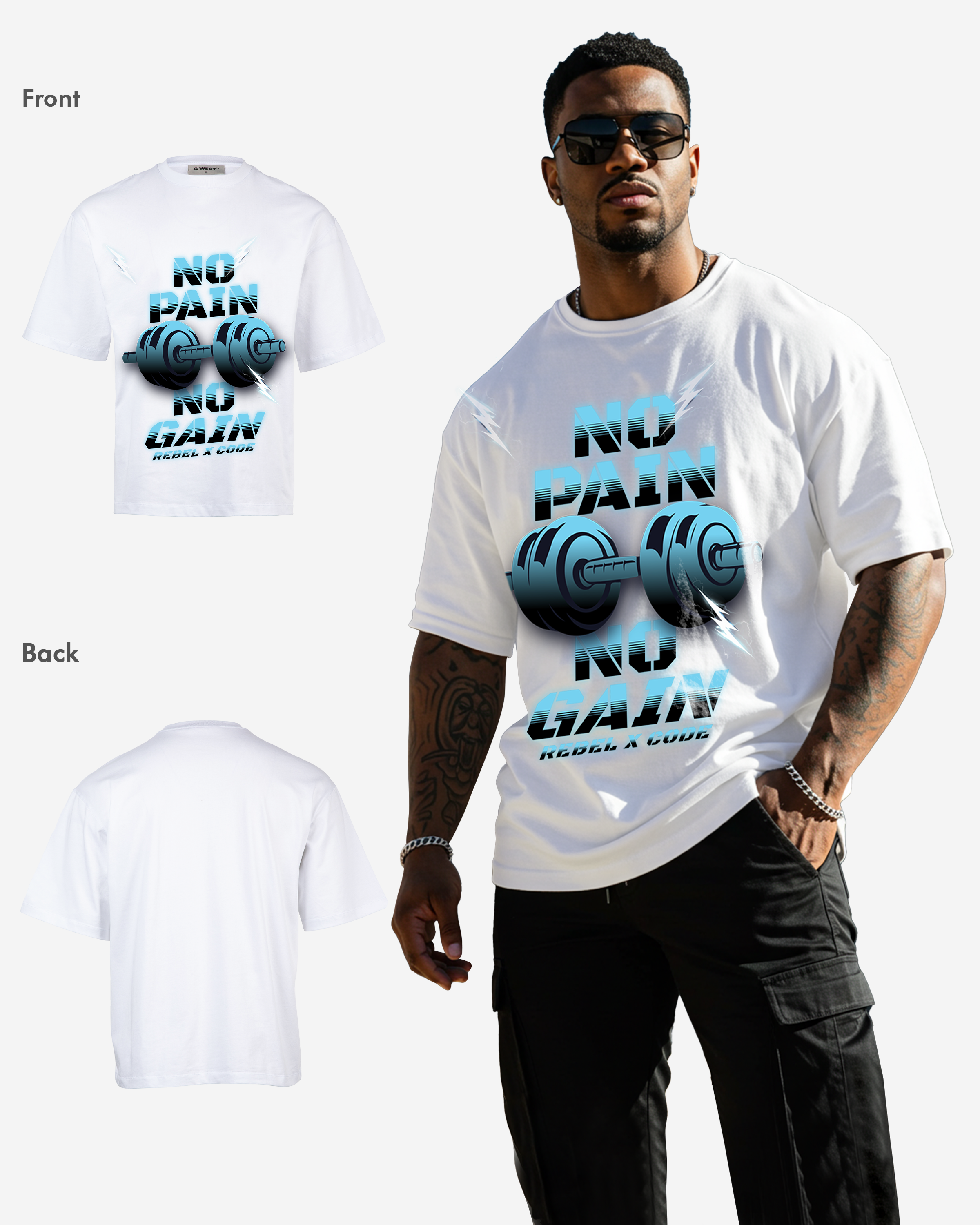 No Pain No Gain Oversized T-shirt - Mens