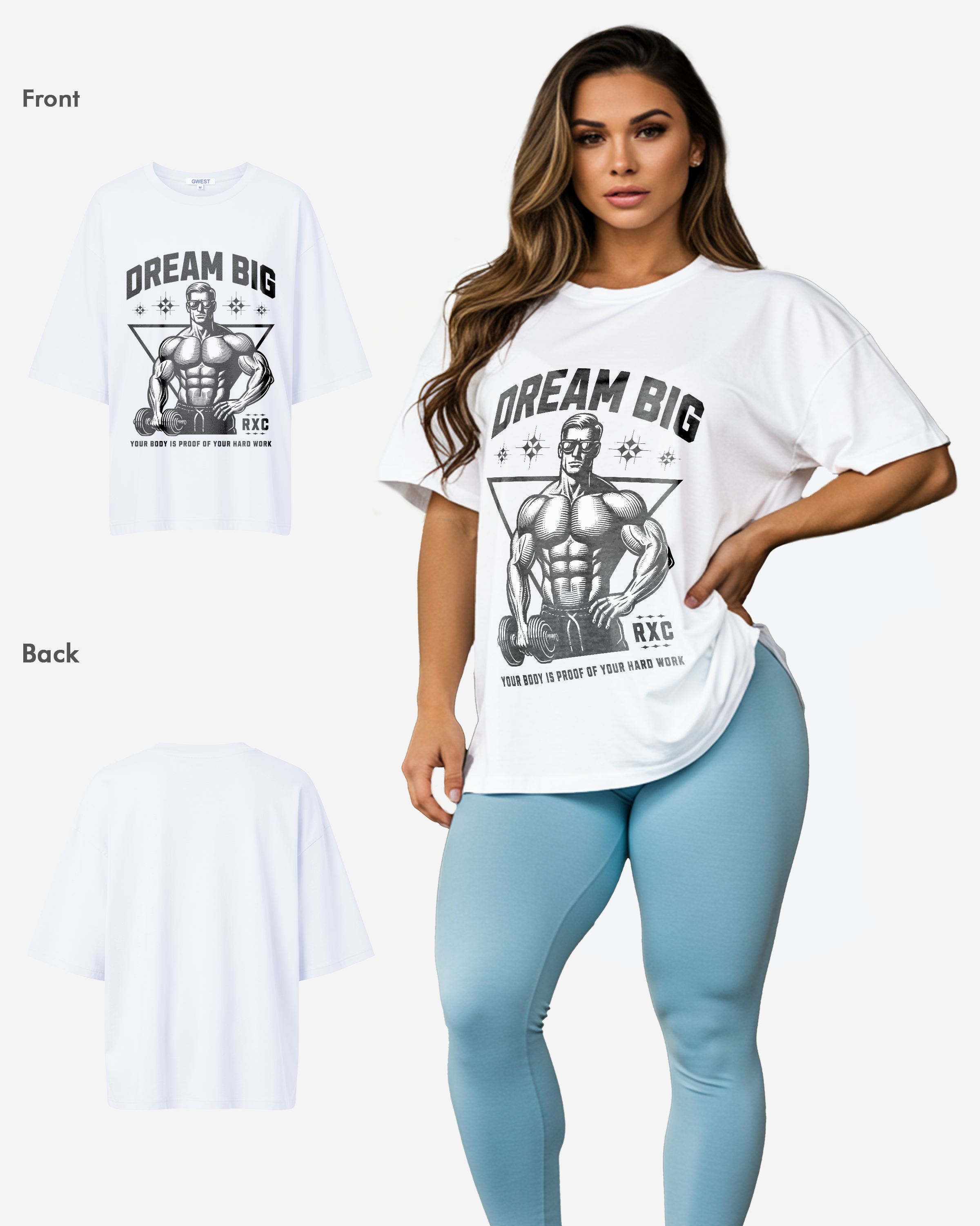 Bodybuilding Gym Big Dream Oversized T-shirt - Womens