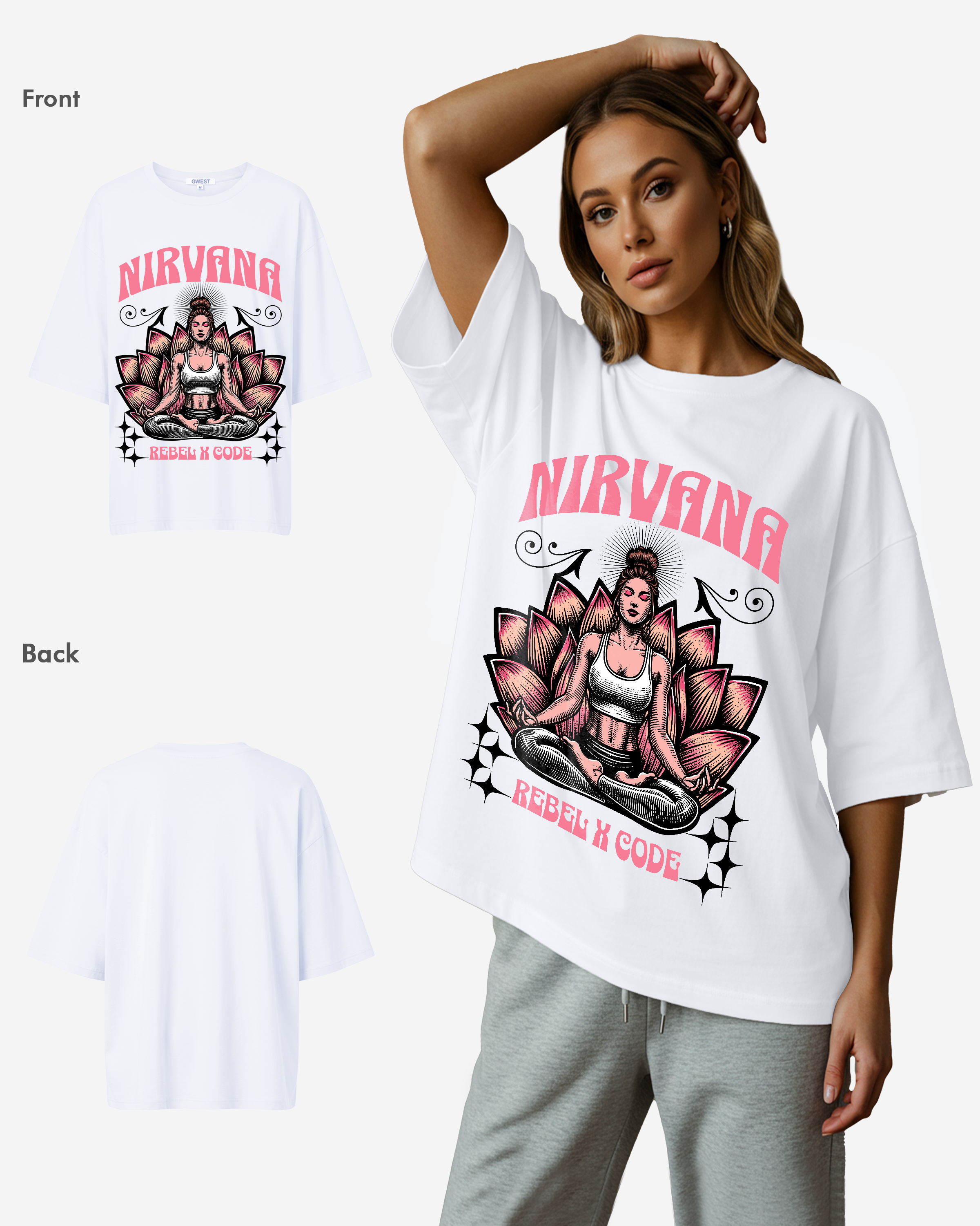 Yoga Lotus Oversized T-shirt - Womens