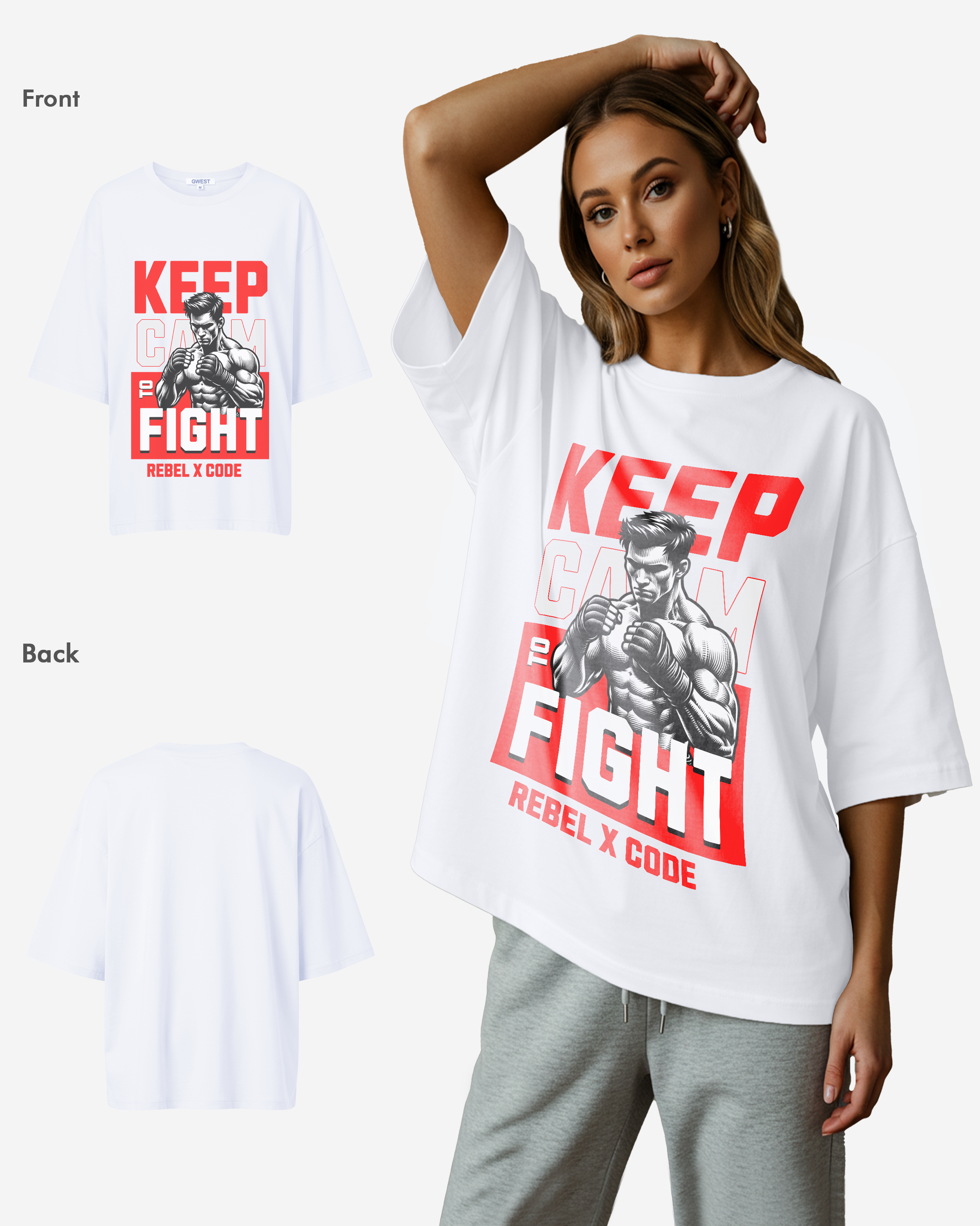 Keep Calm to Fight Oversized T-shirt - Womens
