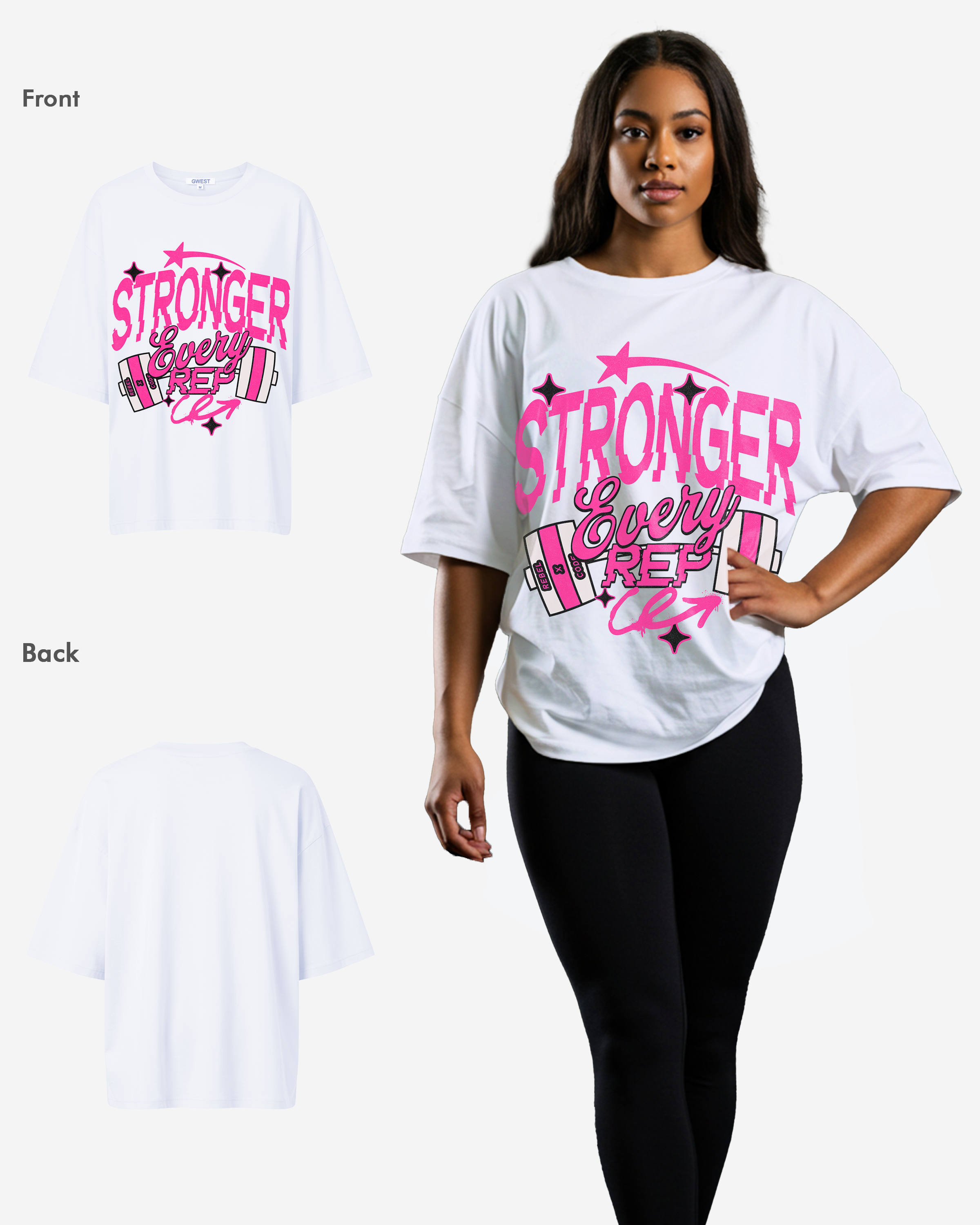 Stronger Every Rep Oversized T-shirt - Womens