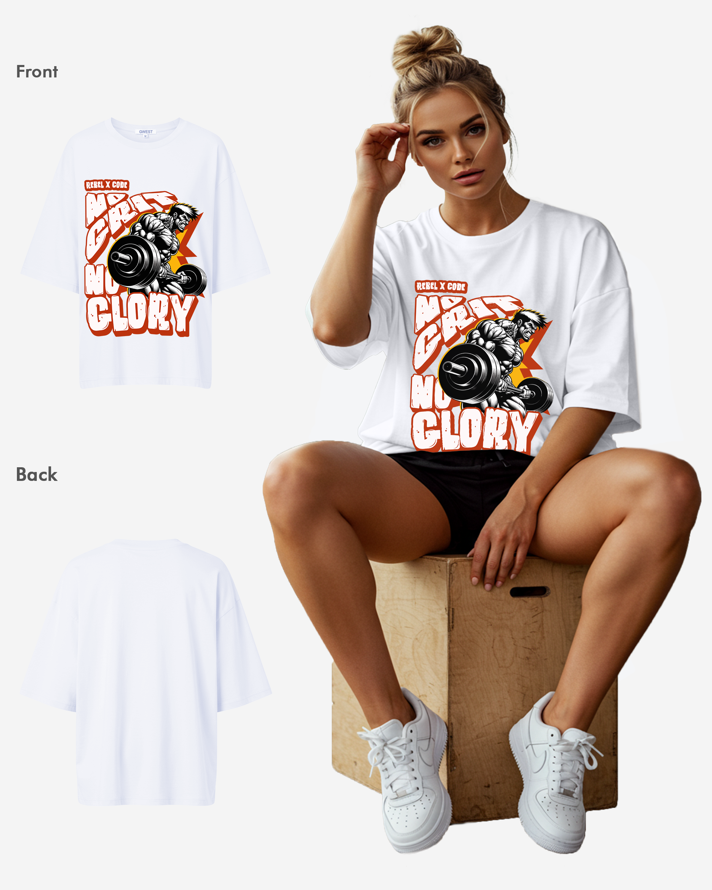 No Grit, No Glory Oversized T-shirt - Womens