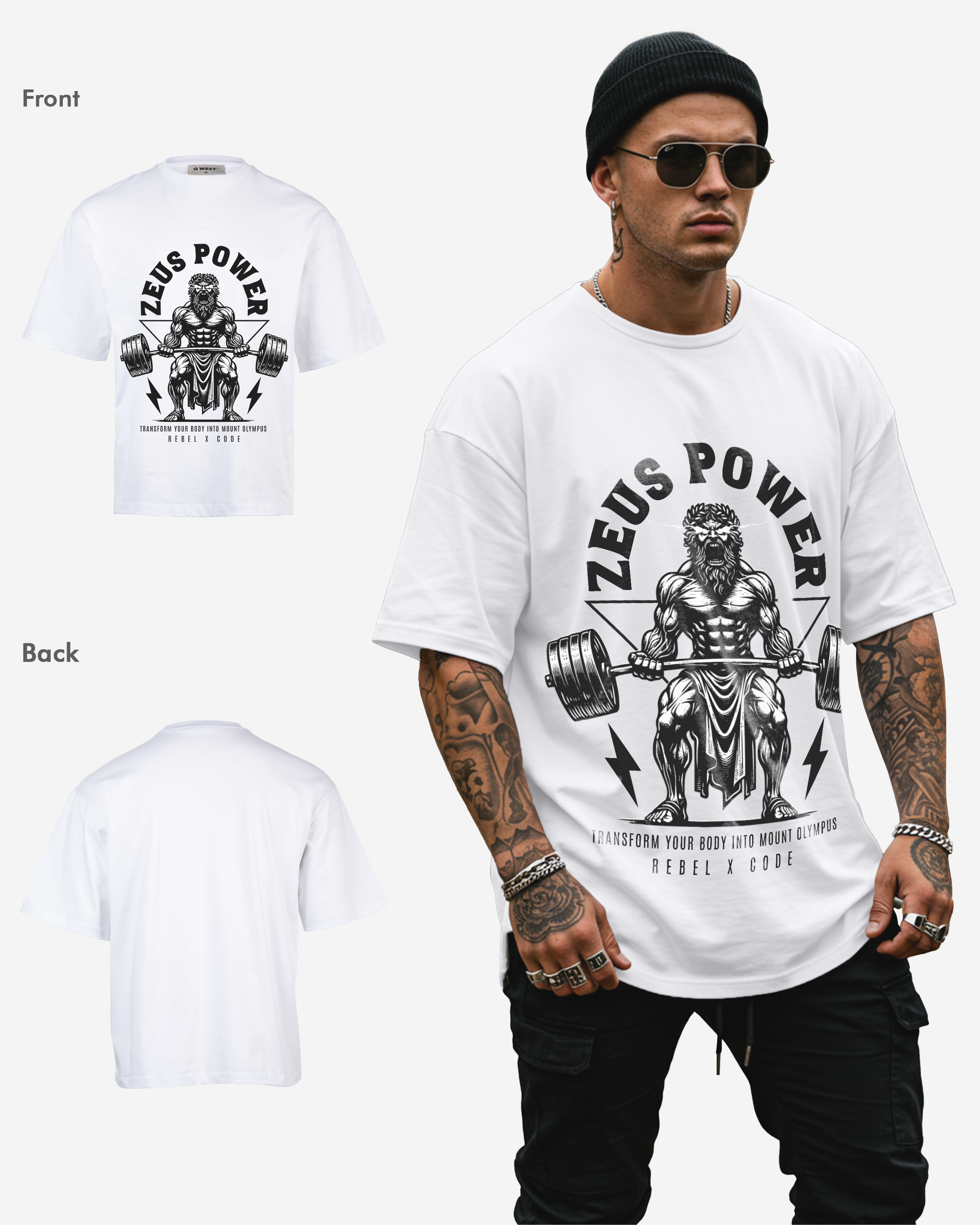 Zeus Lifts Barbell Weights  Oversized T-shirt - Mens