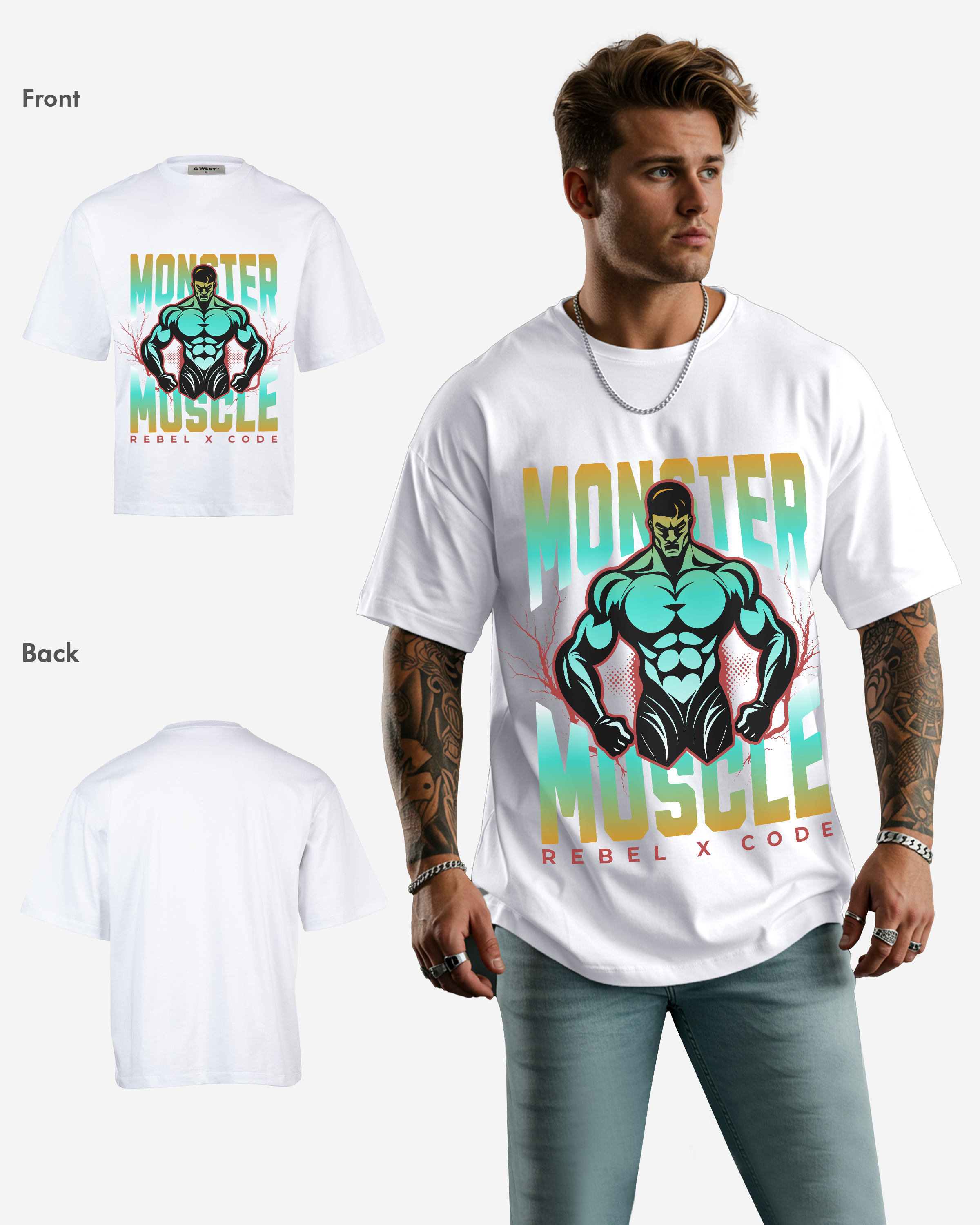 Monster Muscle Oversized T-shirt - Mens