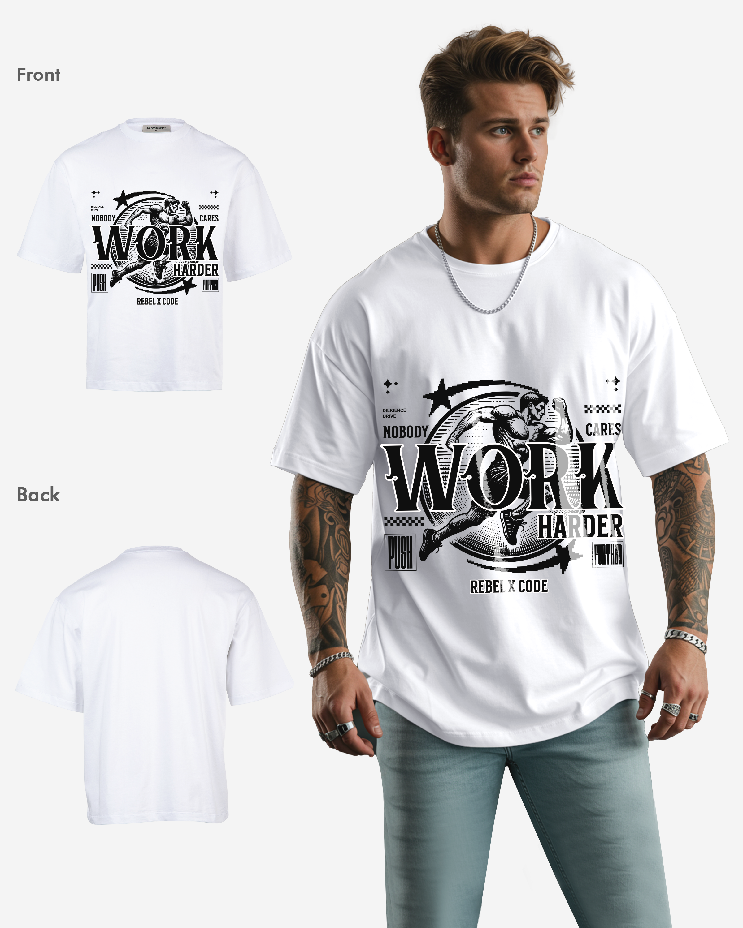 Work Harder Oversized T-shirt - Mens