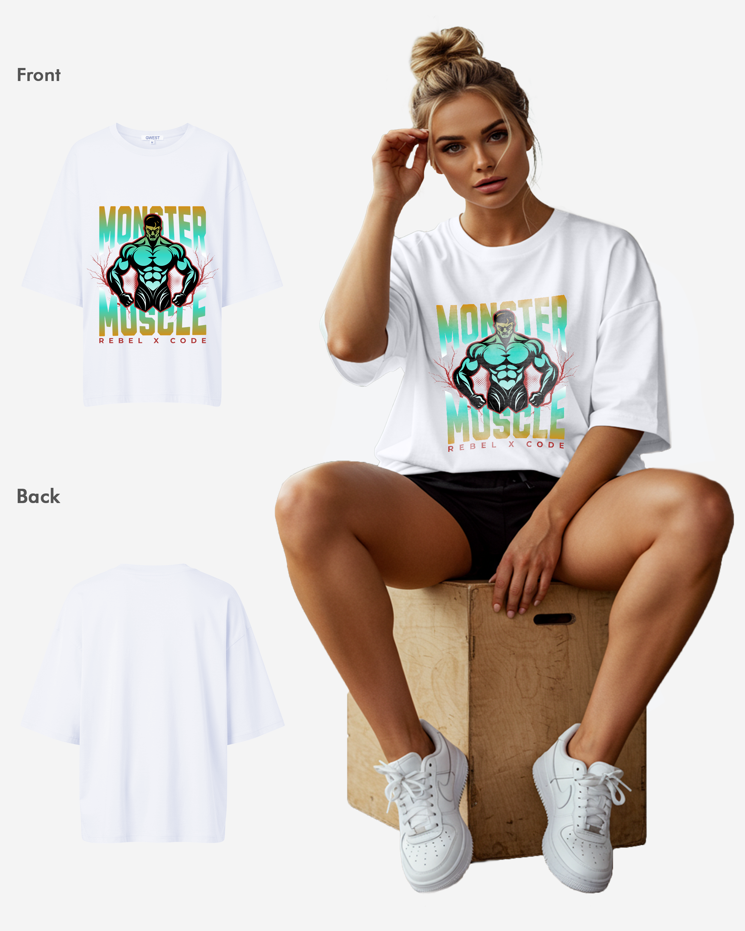 Monster Muscle Oversized T-shirt - Womens