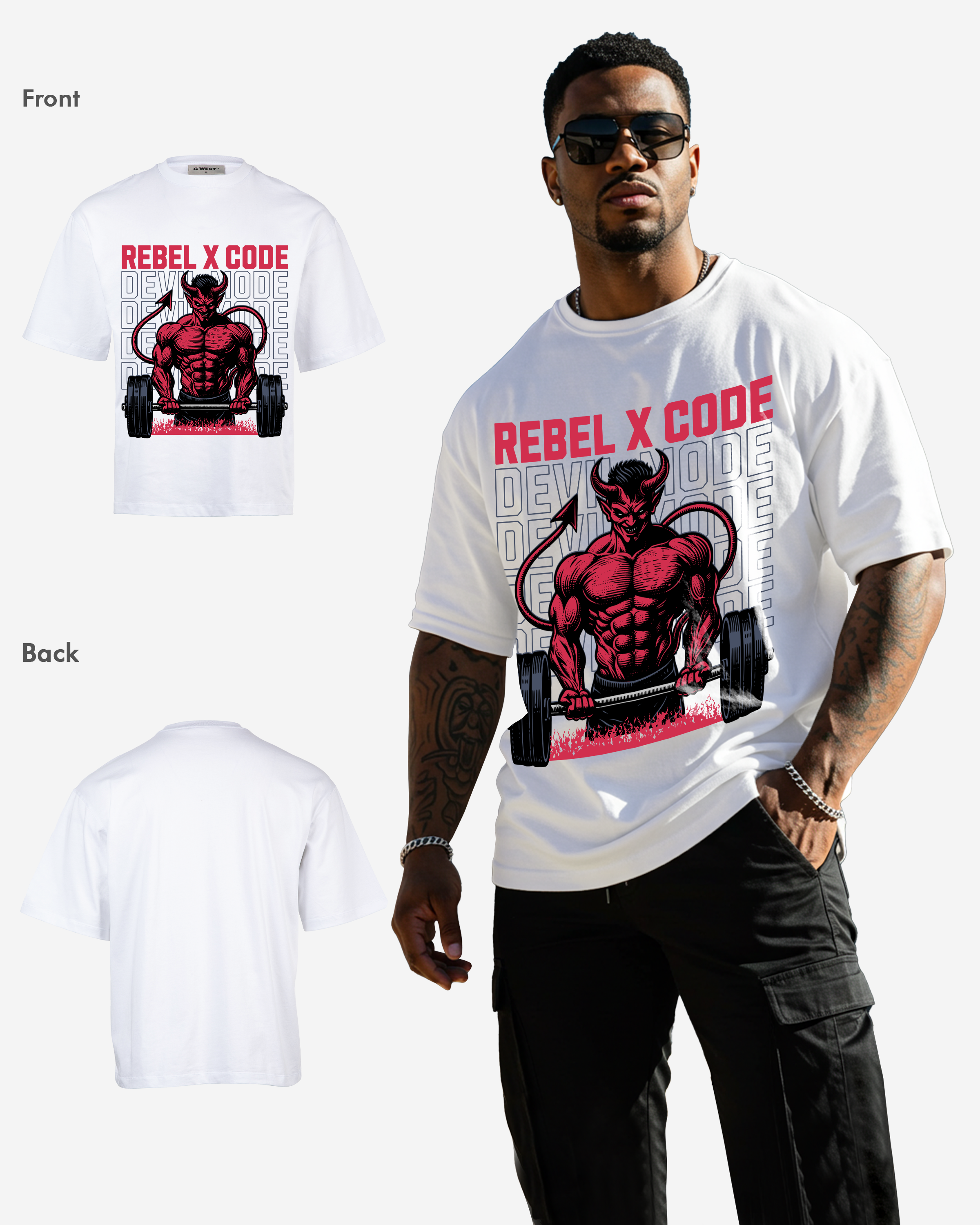 Devil Mode Bodybuilding Oversized T-shirt - Mens