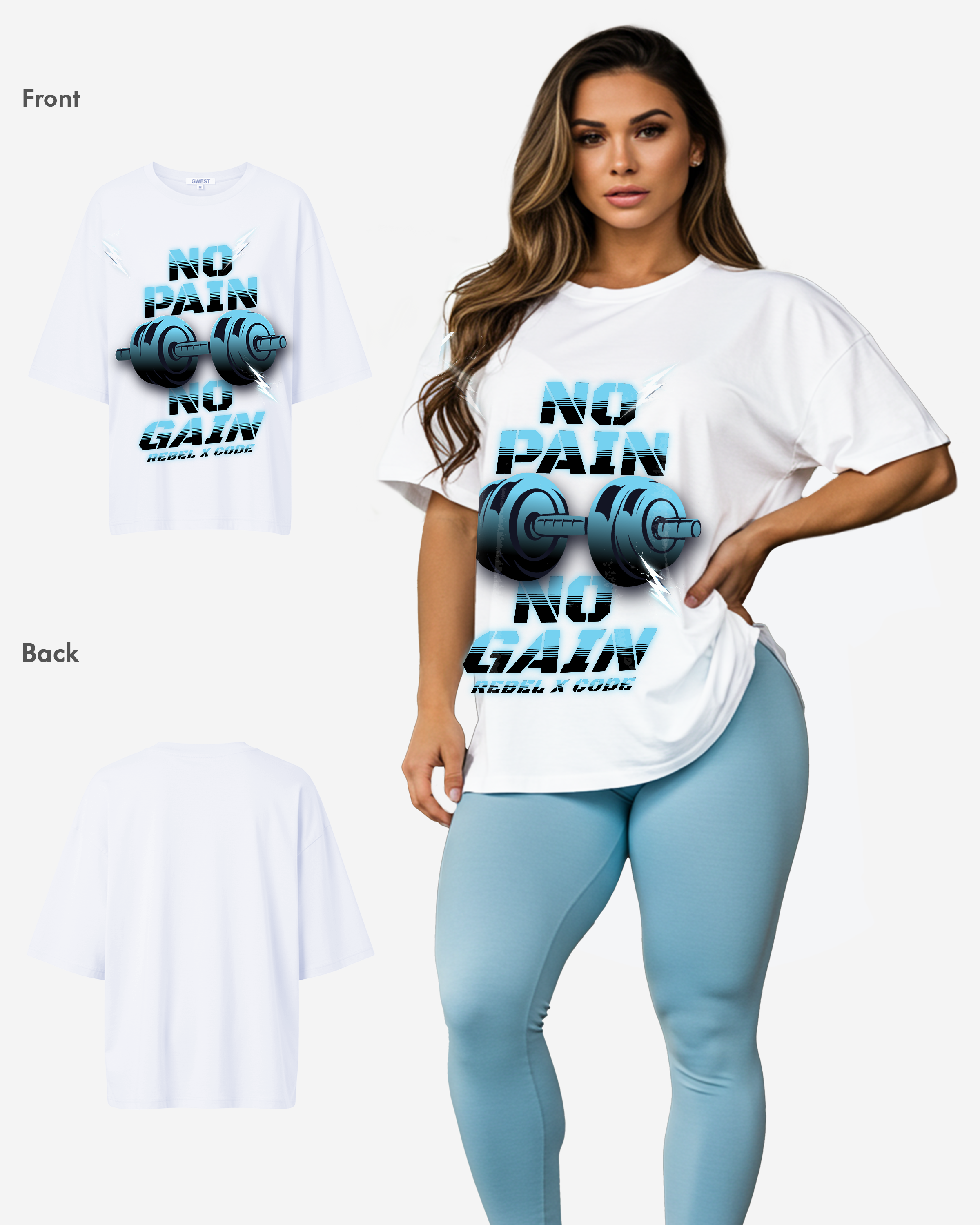 No Pain No Gain Oversized T-shirt - Womens