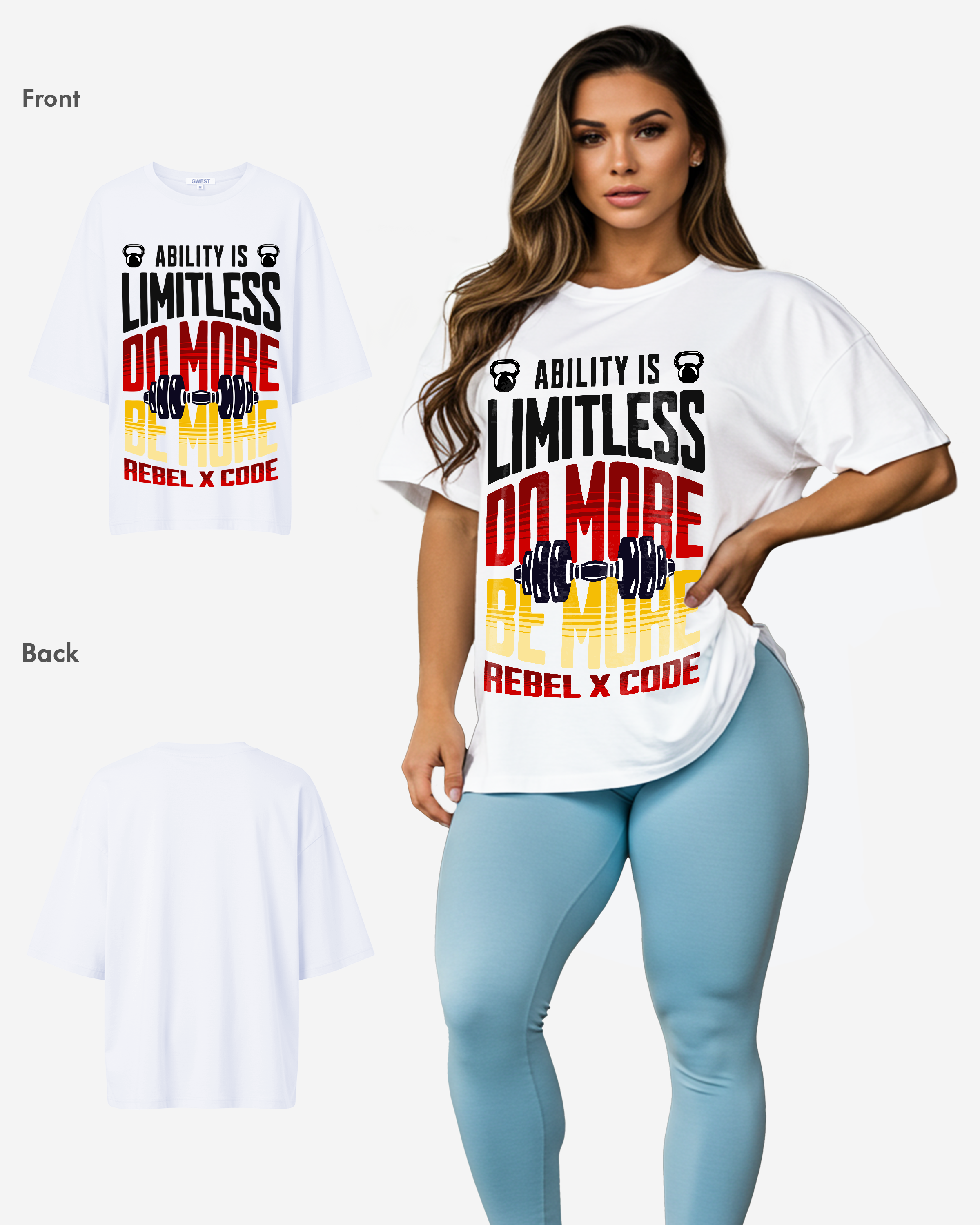 Workout Gym Fitness Oversized T-shirt - Womens