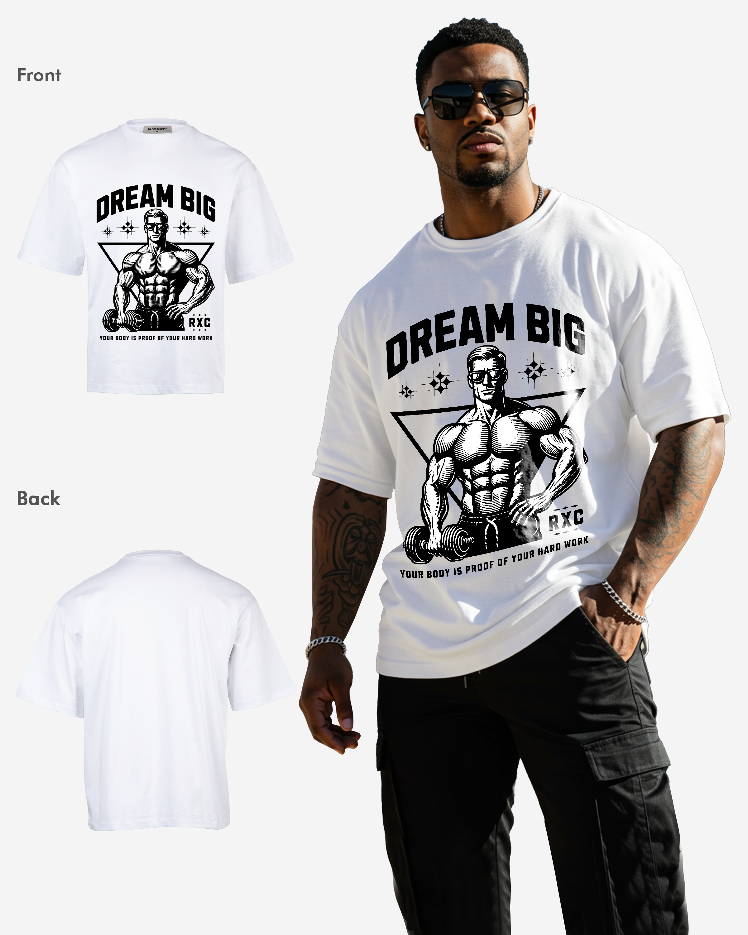 Bodybuilding Gym Big Dream Oversized T-shirt - Mens