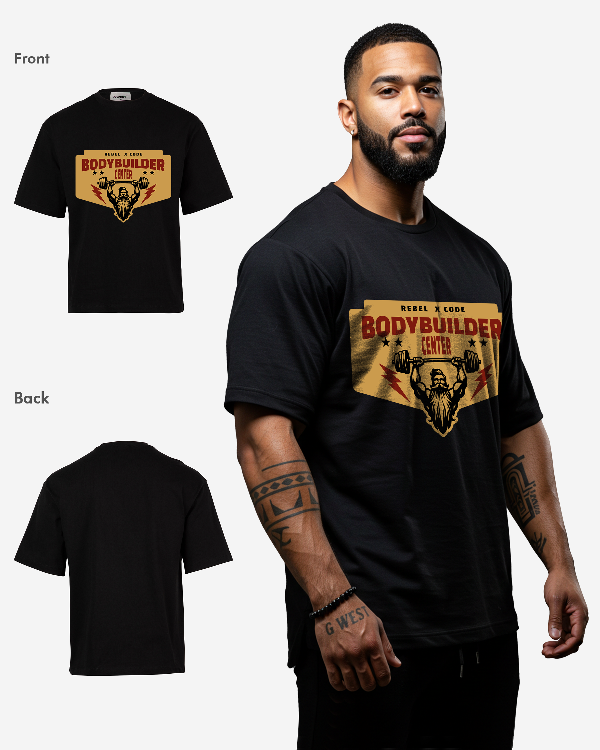 Bodybuilder Center Oversized T-shirt - Mens