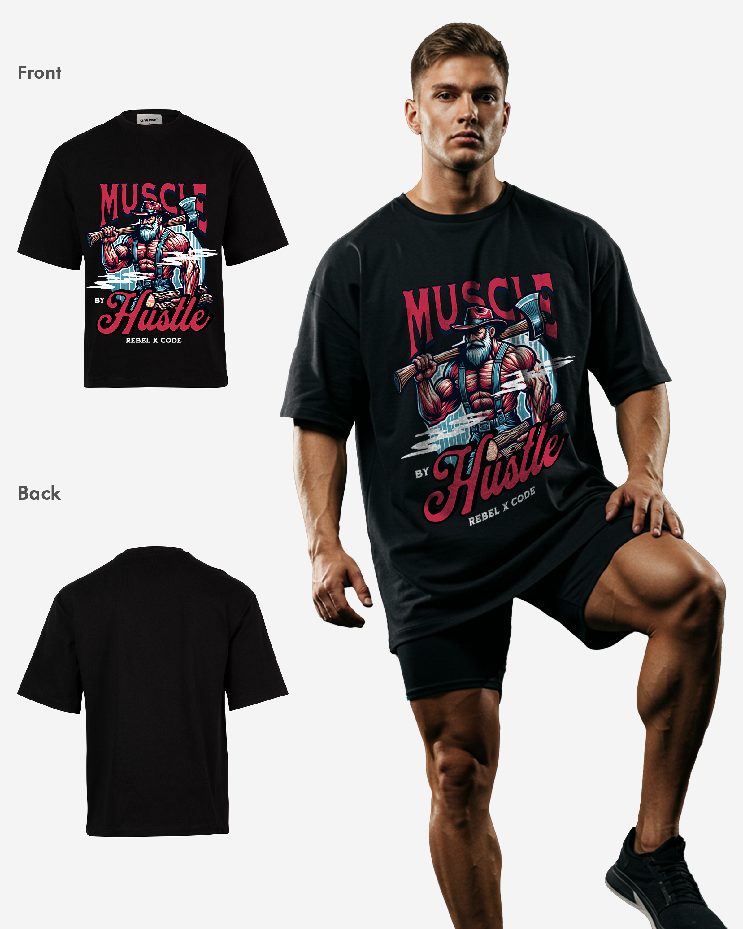Muscle By Hustle Oversized T-shirt - Mens