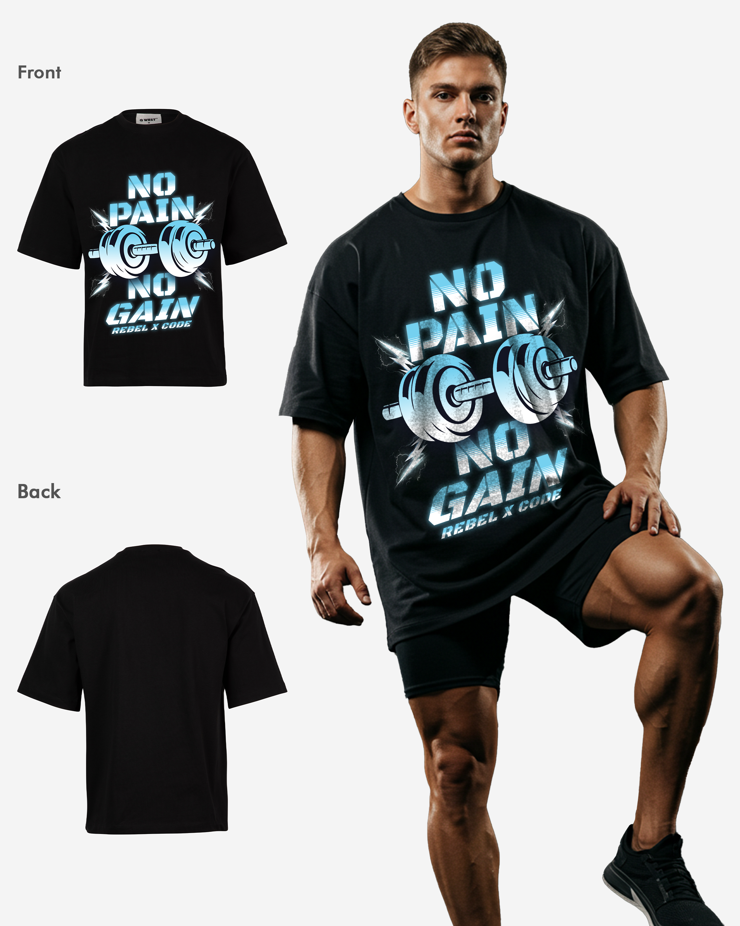No Pain No Gain Oversized T-shirt - Mens