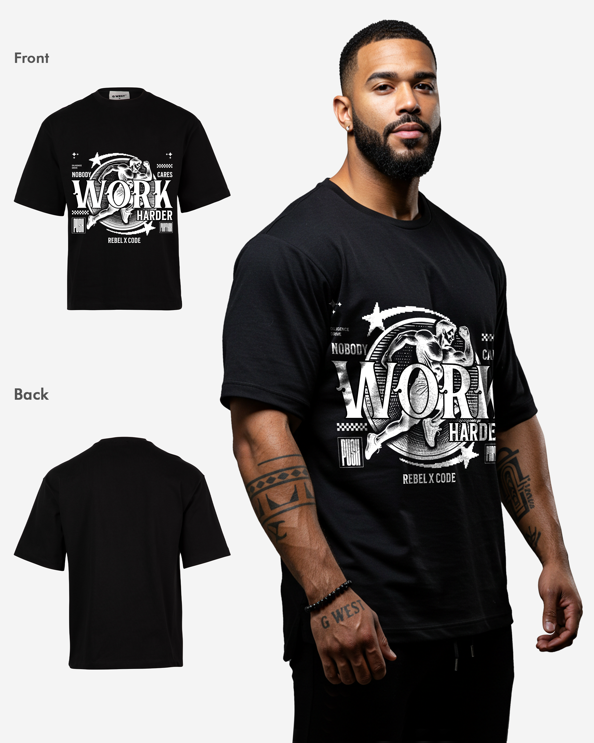 Work Harder Oversized T-shirt - Mens