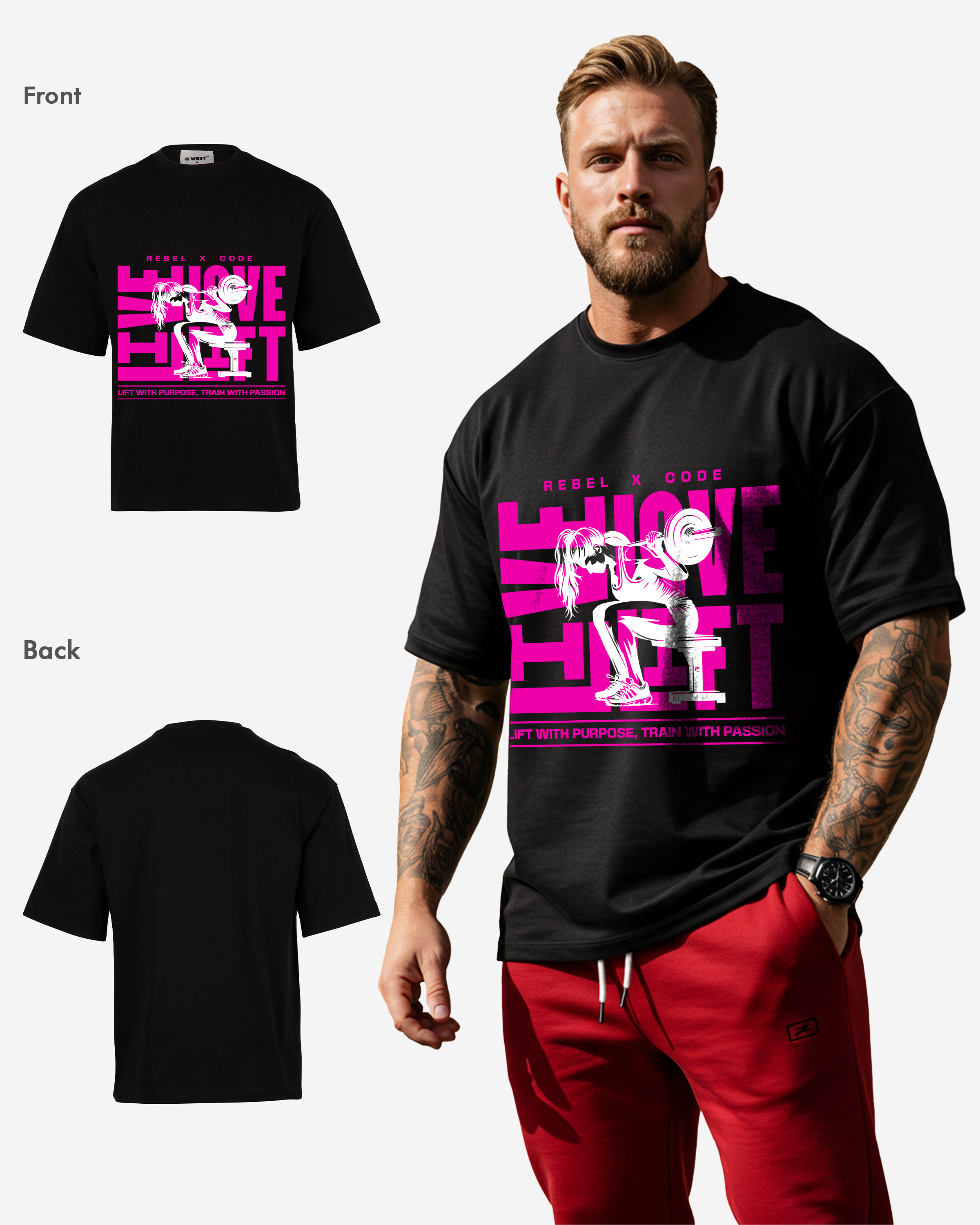 Live Love Lift Oversized T-shirt - Mens