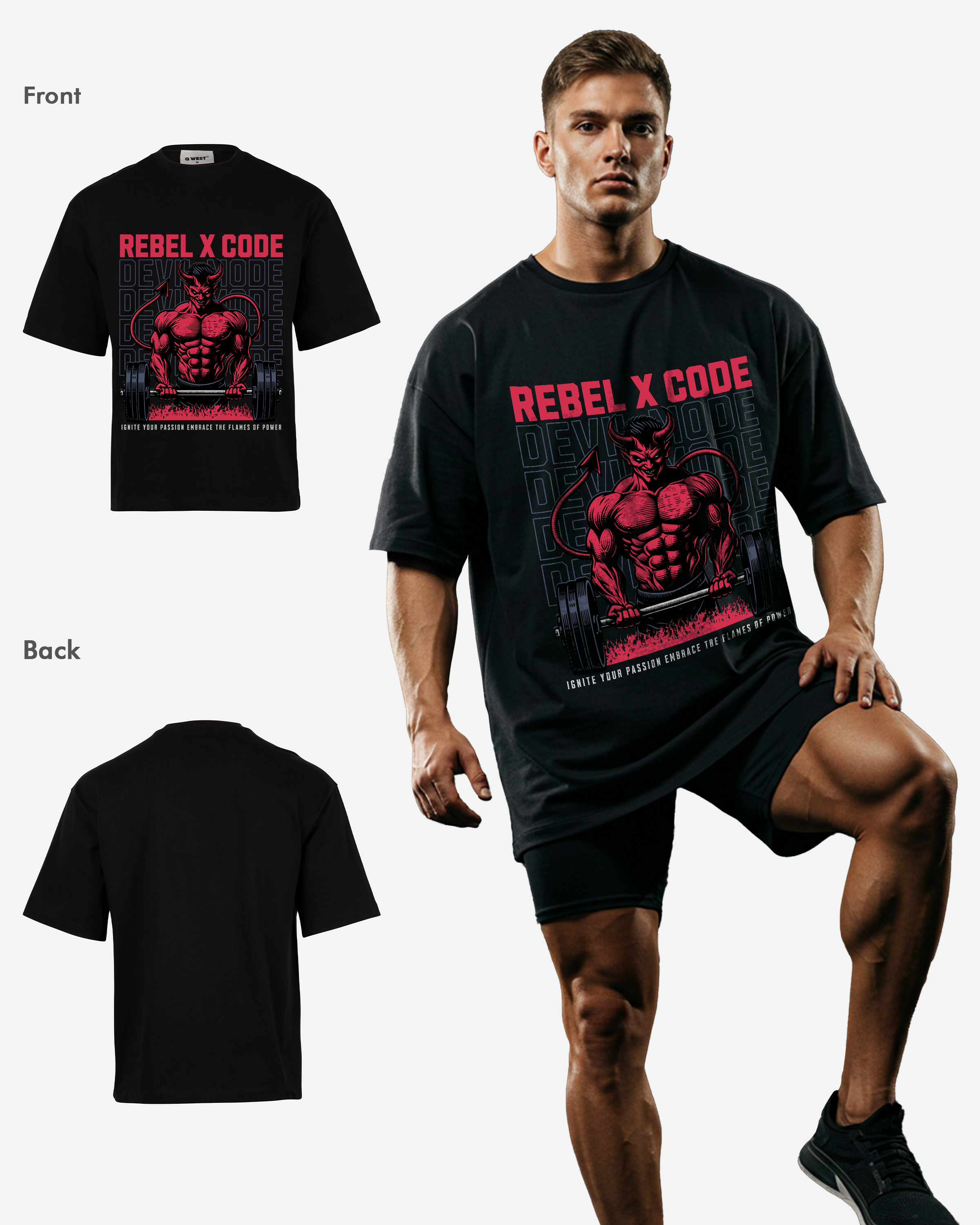 Devil Mode Bodybuilding Oversized T-shirt - Mens