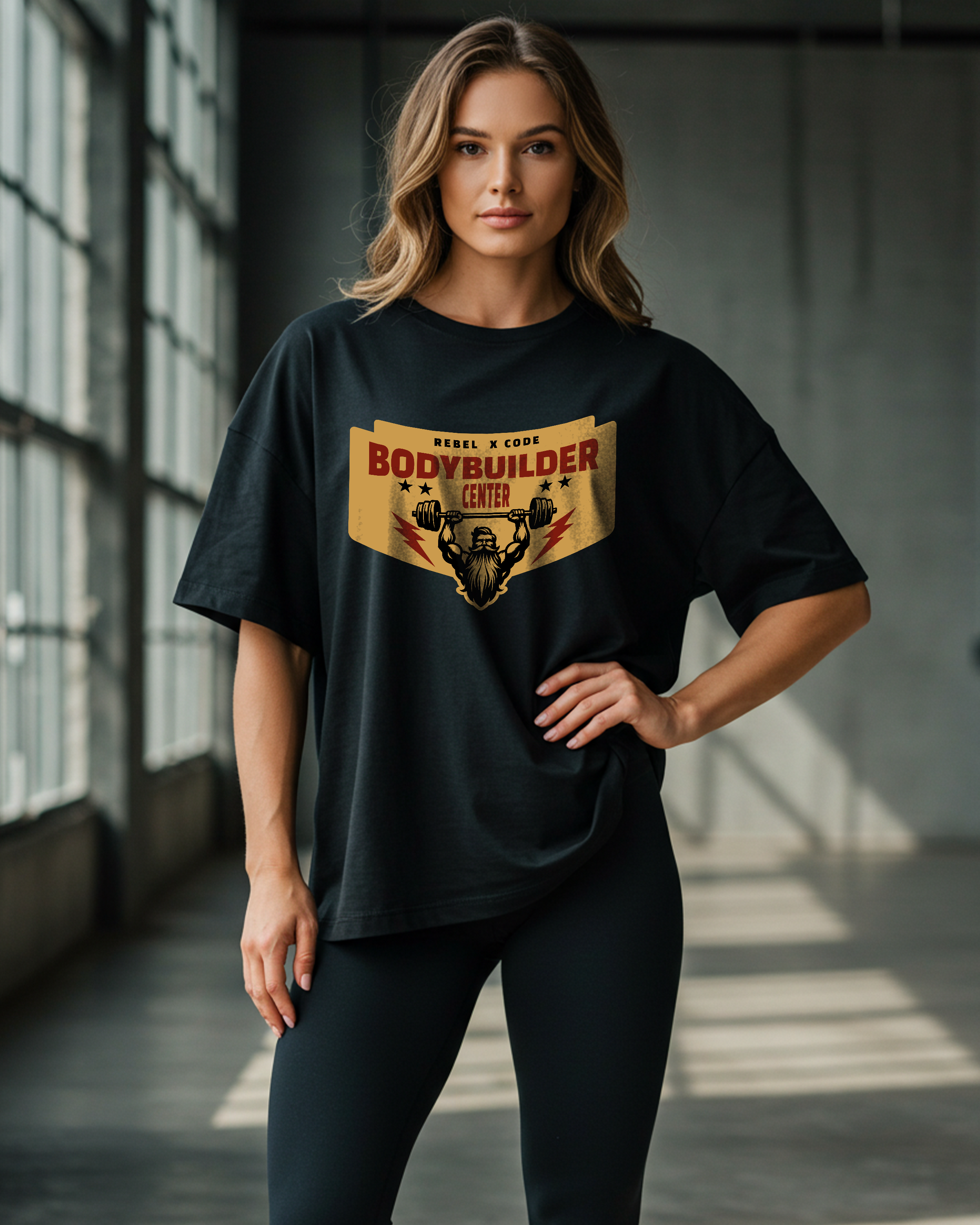Bodybuilder Center Oversized T-shirt - Womens