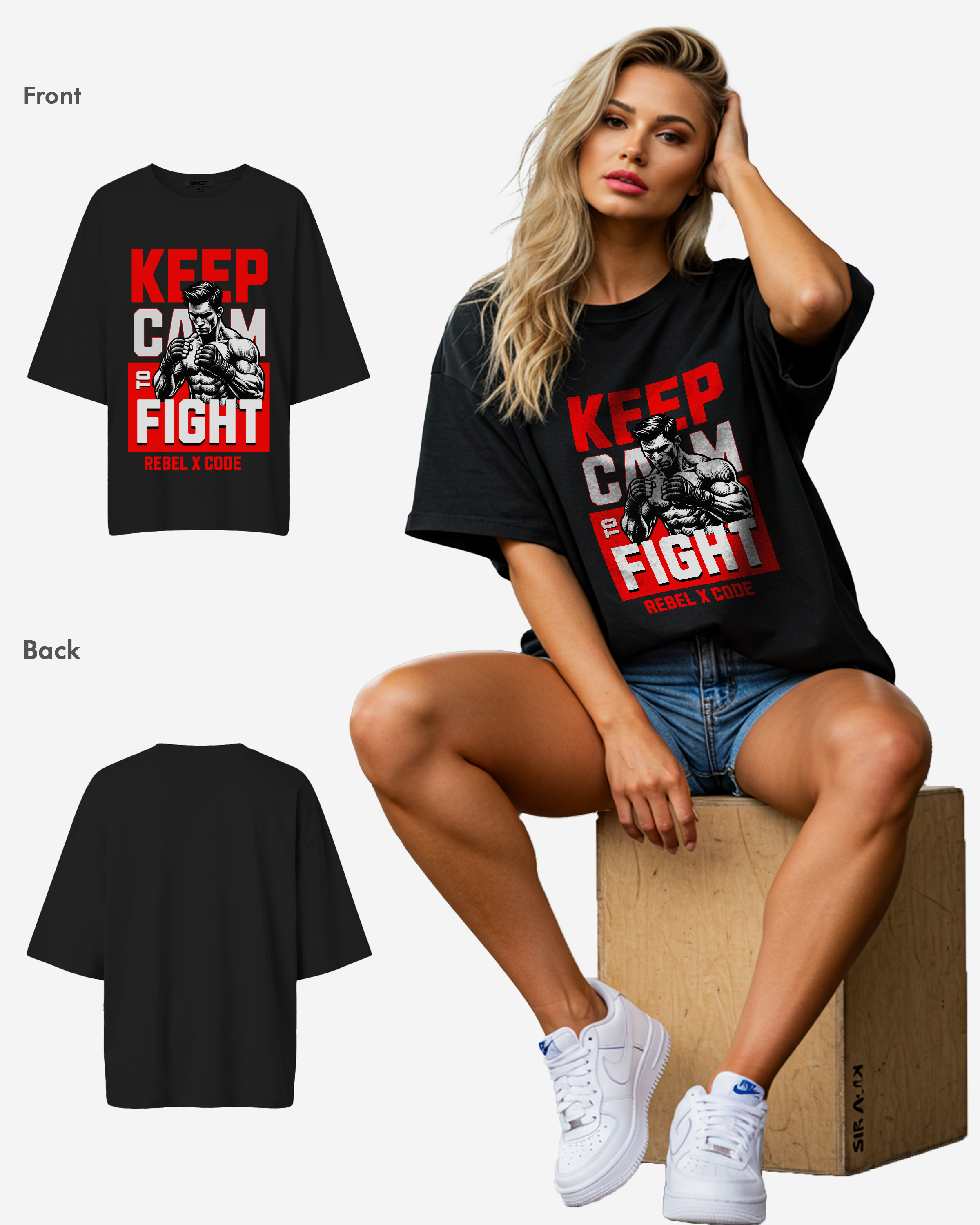 Keep Calm to Fight Oversized T-shirt - Womens