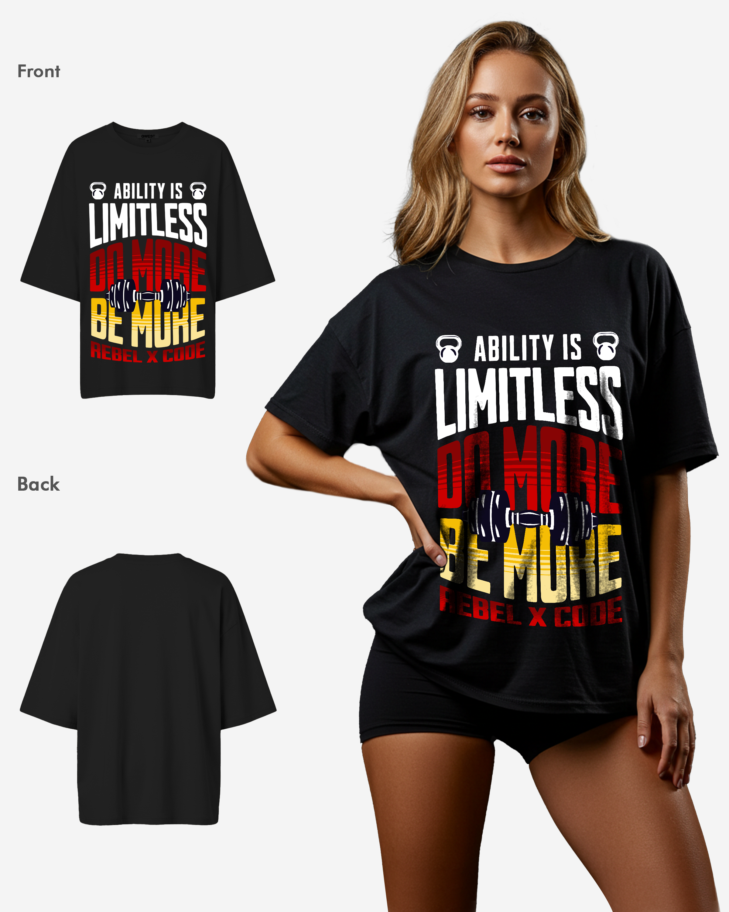 Workout Gym Fitness Oversized T-shirt - Womens