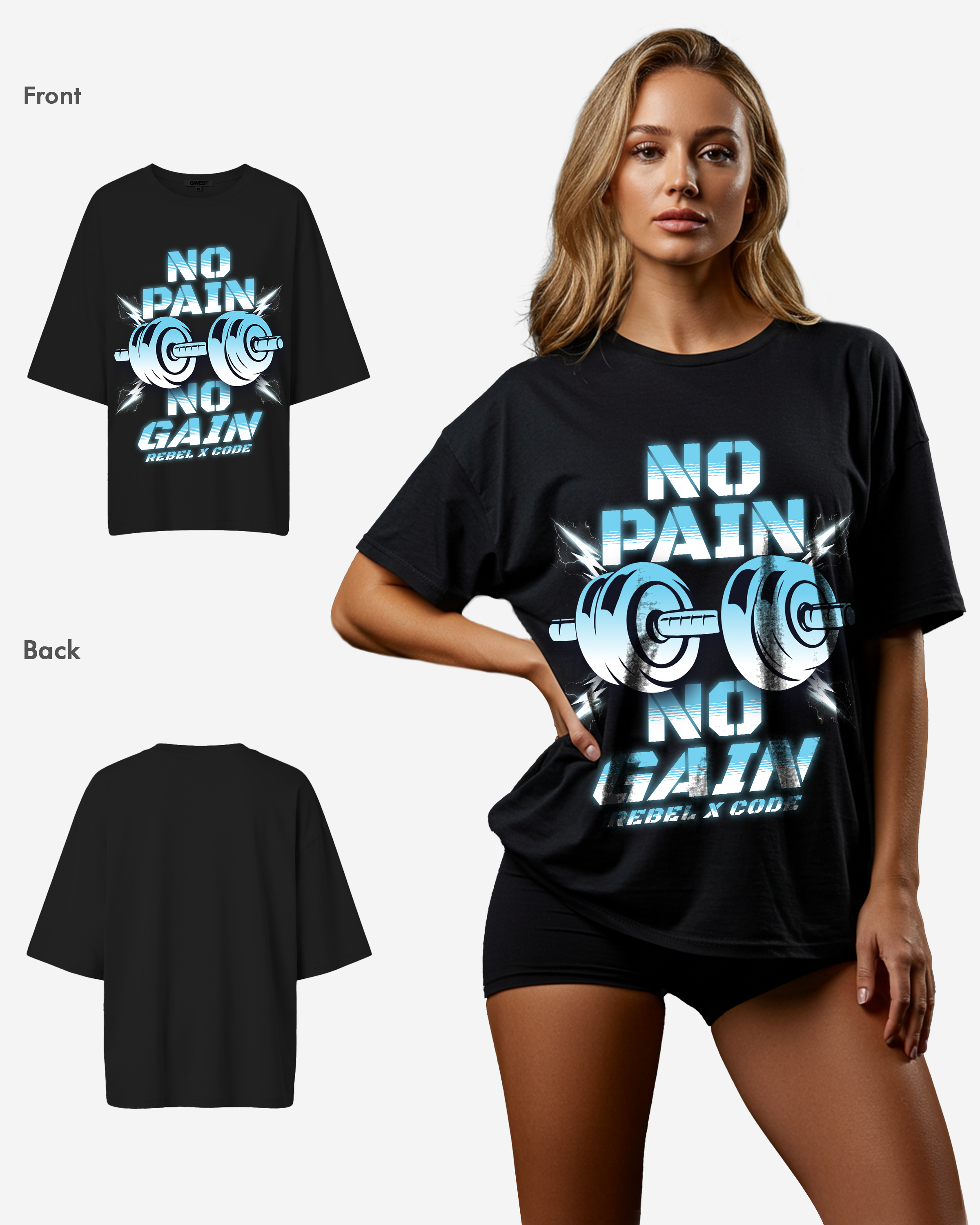 No Pain No Gain Oversized T-shirt - Womens