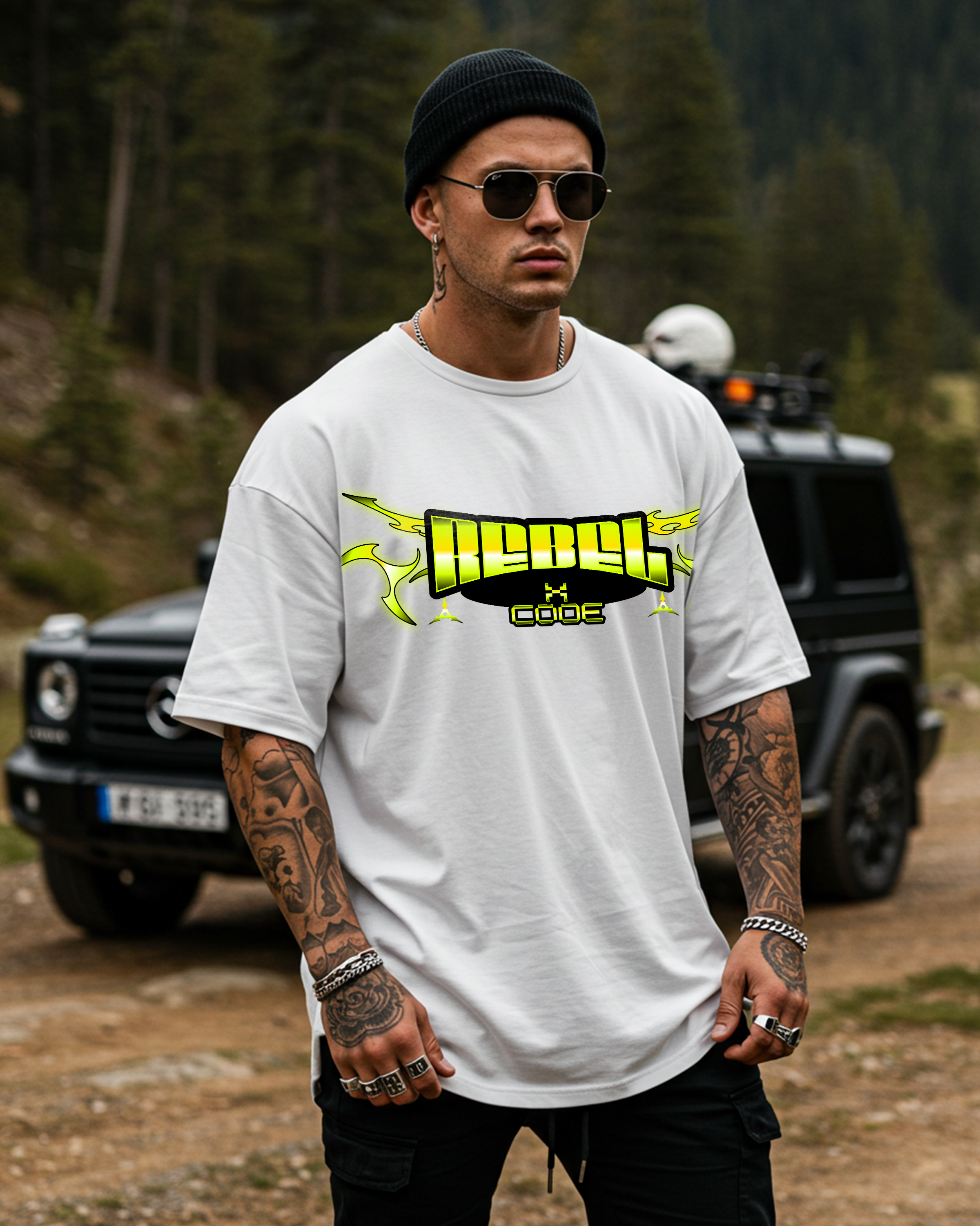 Tribal Chrome Oversized T-shirt - Mens