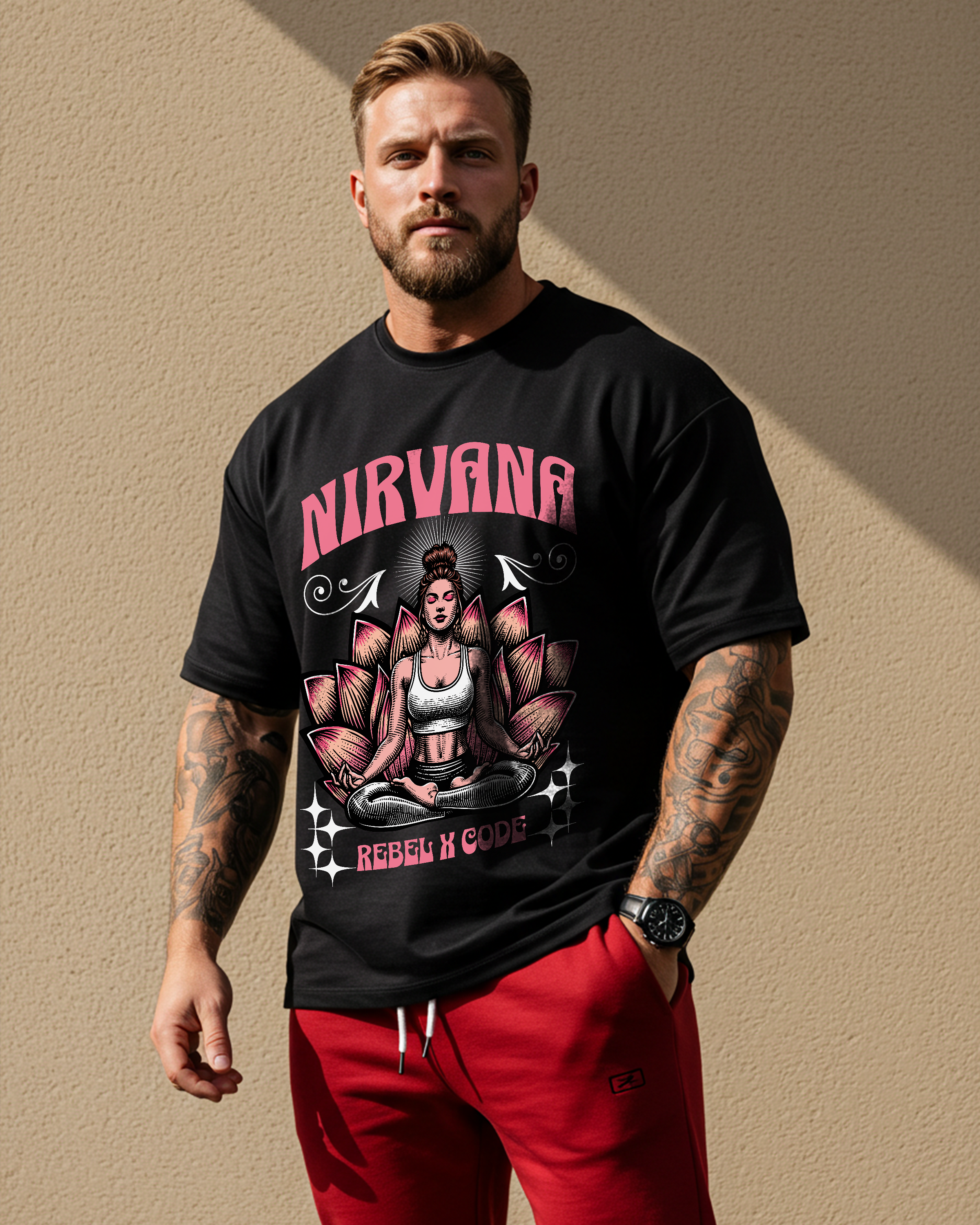 Yoga Lotus Oversized T-shirt - Mens