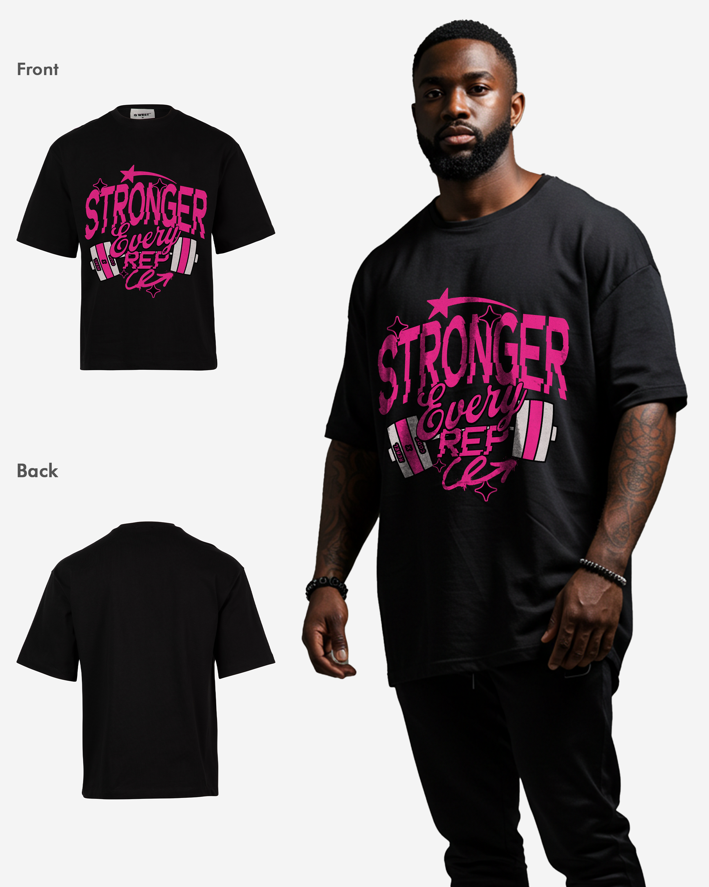 Stronger Every Rep Oversized T-shirt - Mens
